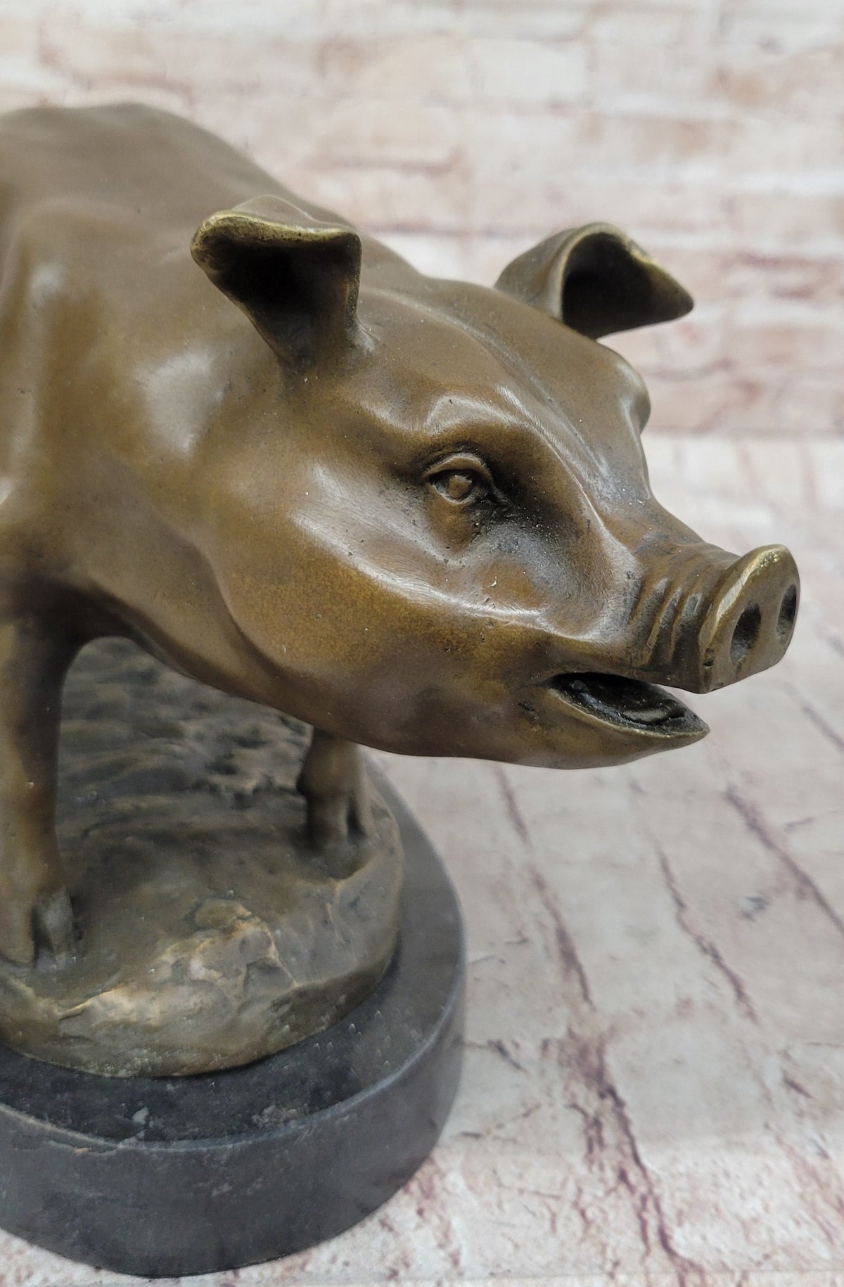 Signed Wild Pig bronze Sculpture Figure Art Deco Figurine Home Decor Decoration | HT Animal Supply