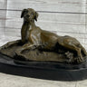 Bronze Pet Dog Sculpture Statue Figure on Marble Base Antoine Barye 8" x 13"