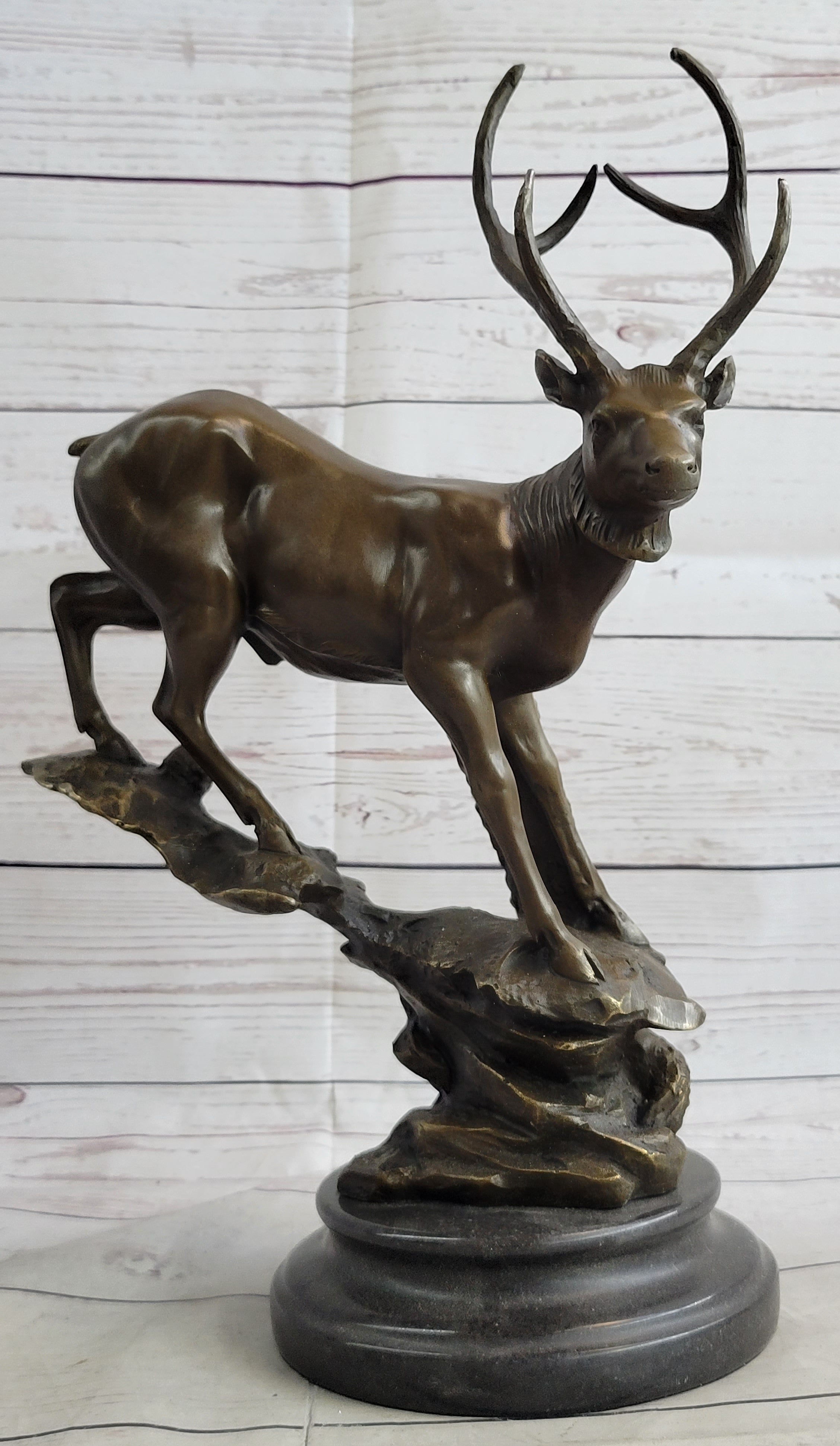 Bronze Marble Statue Elk Stag Buck Deer Lodge Decor Art Sculpture Statue Gift
