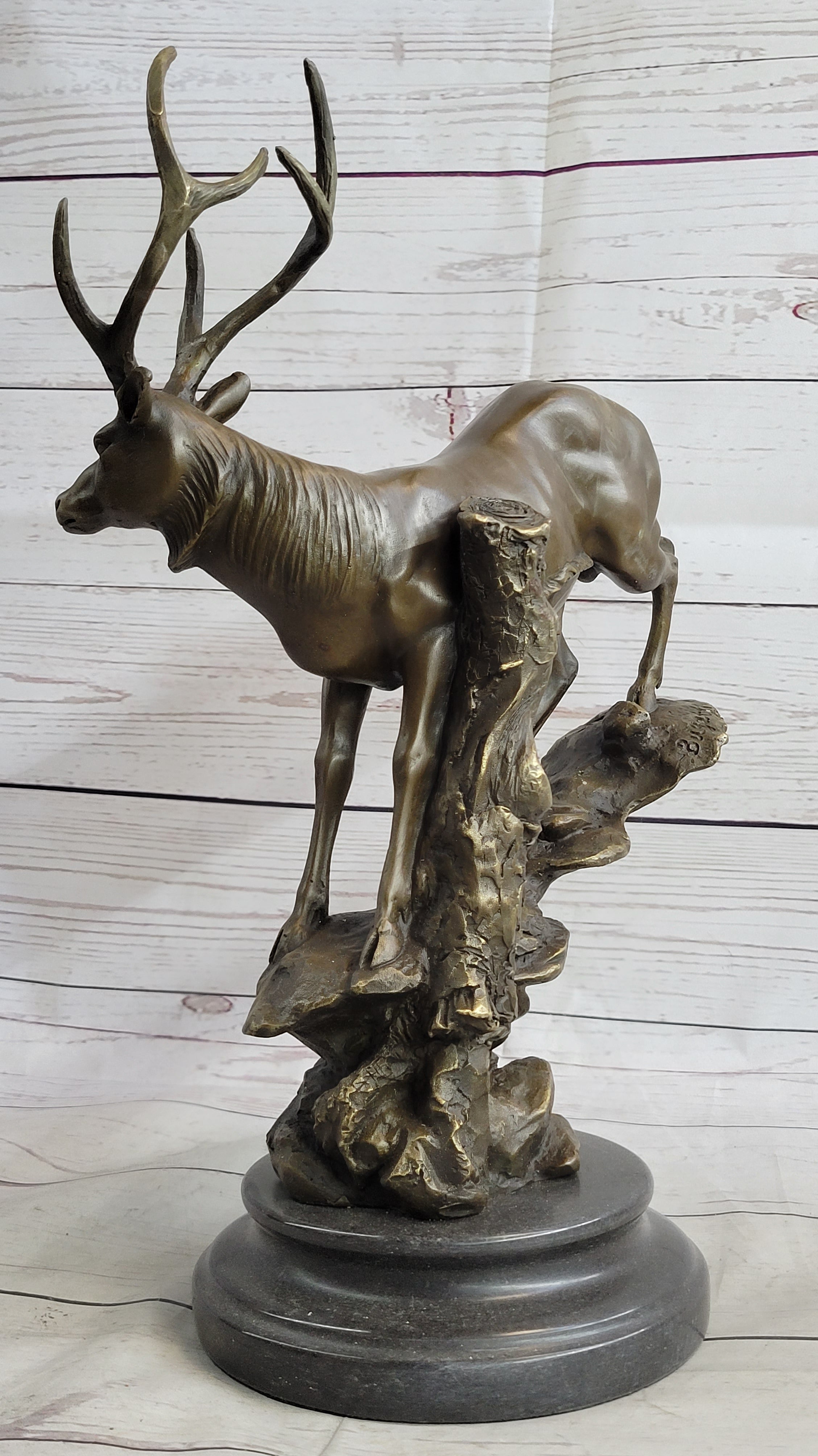 Bronze Marble Statue Elk Stag Buck Deer Lodge Decor Art Sculpture Statue Gift
