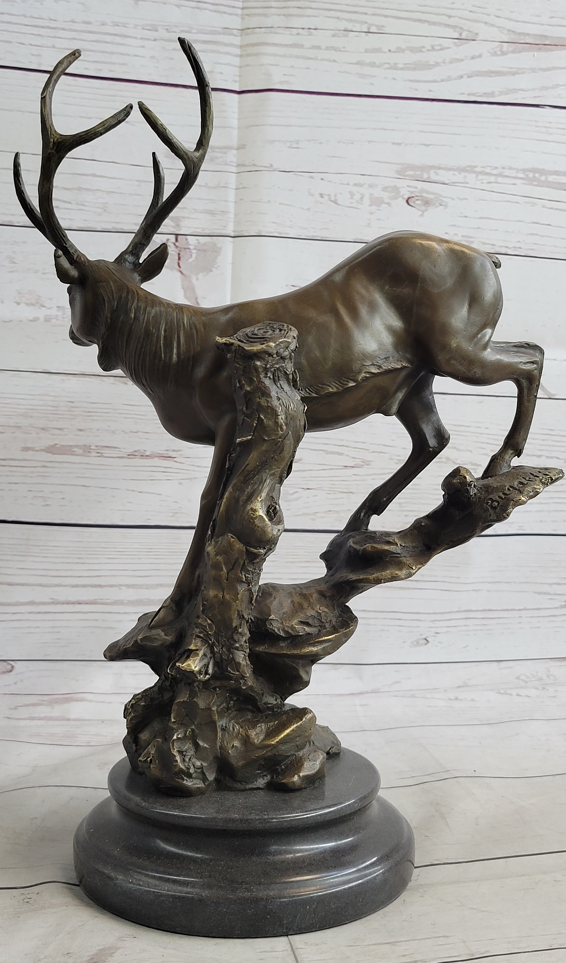 Bronze Marble Statue Elk Stag Buck Deer Lodge Decor Art Sculpture Statue Gift