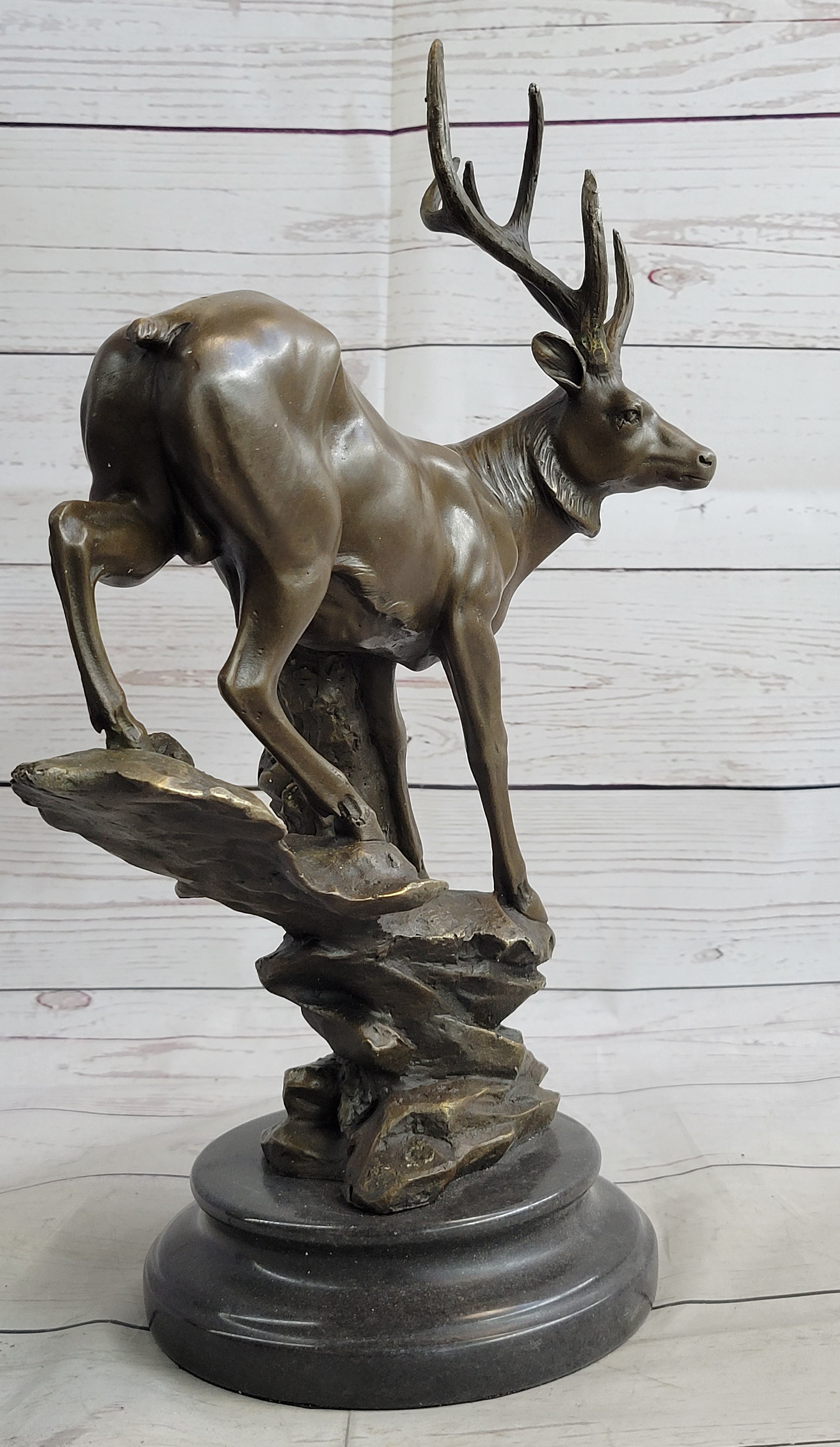 Bronze Marble Statue Elk Stag Buck Deer Lodge Decor Art Sculpture Statue Gift