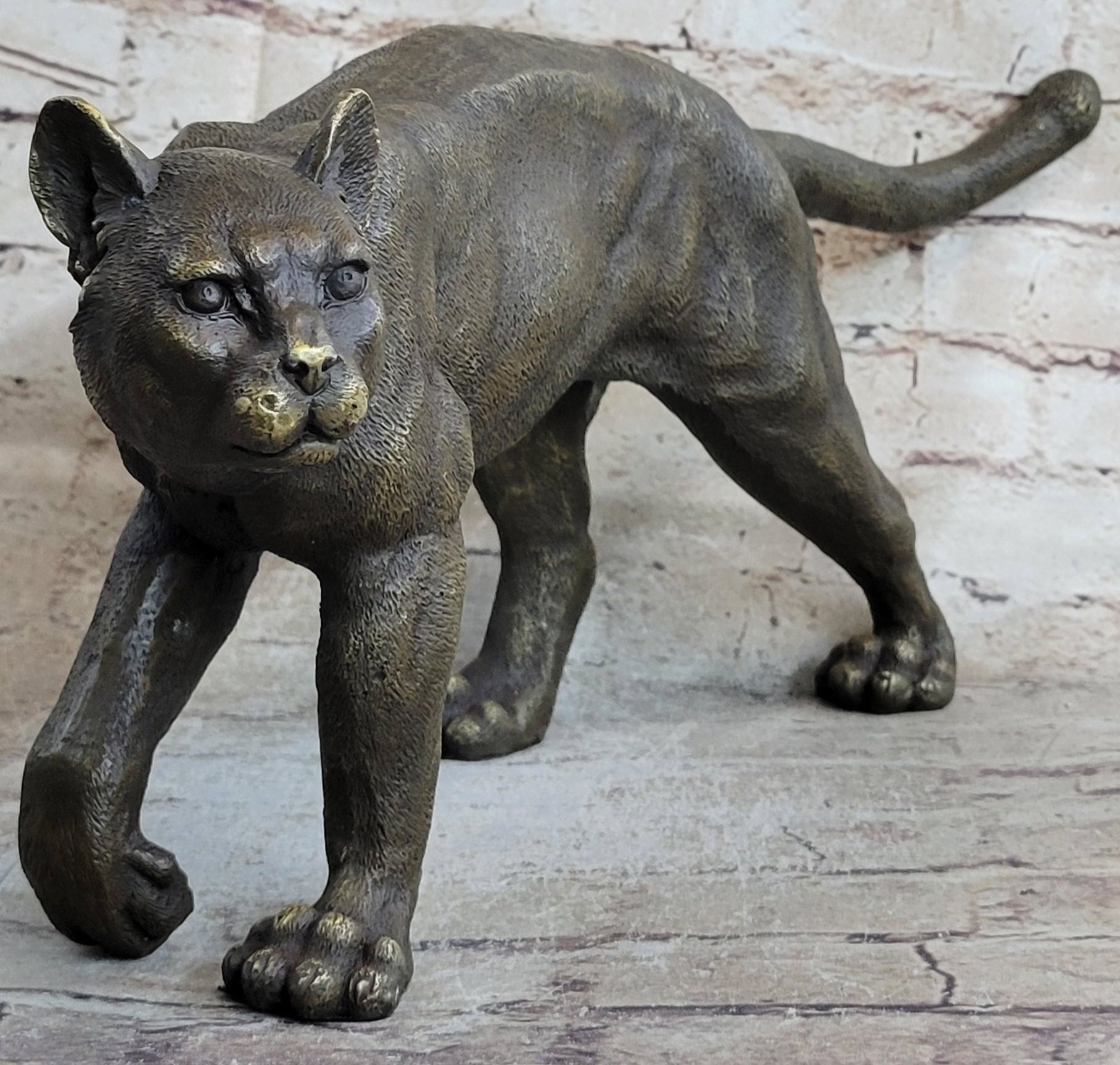 Bronze Metal Cat Kitten Housecat Sculpture Statue Figurine Feline Art Signed Original
