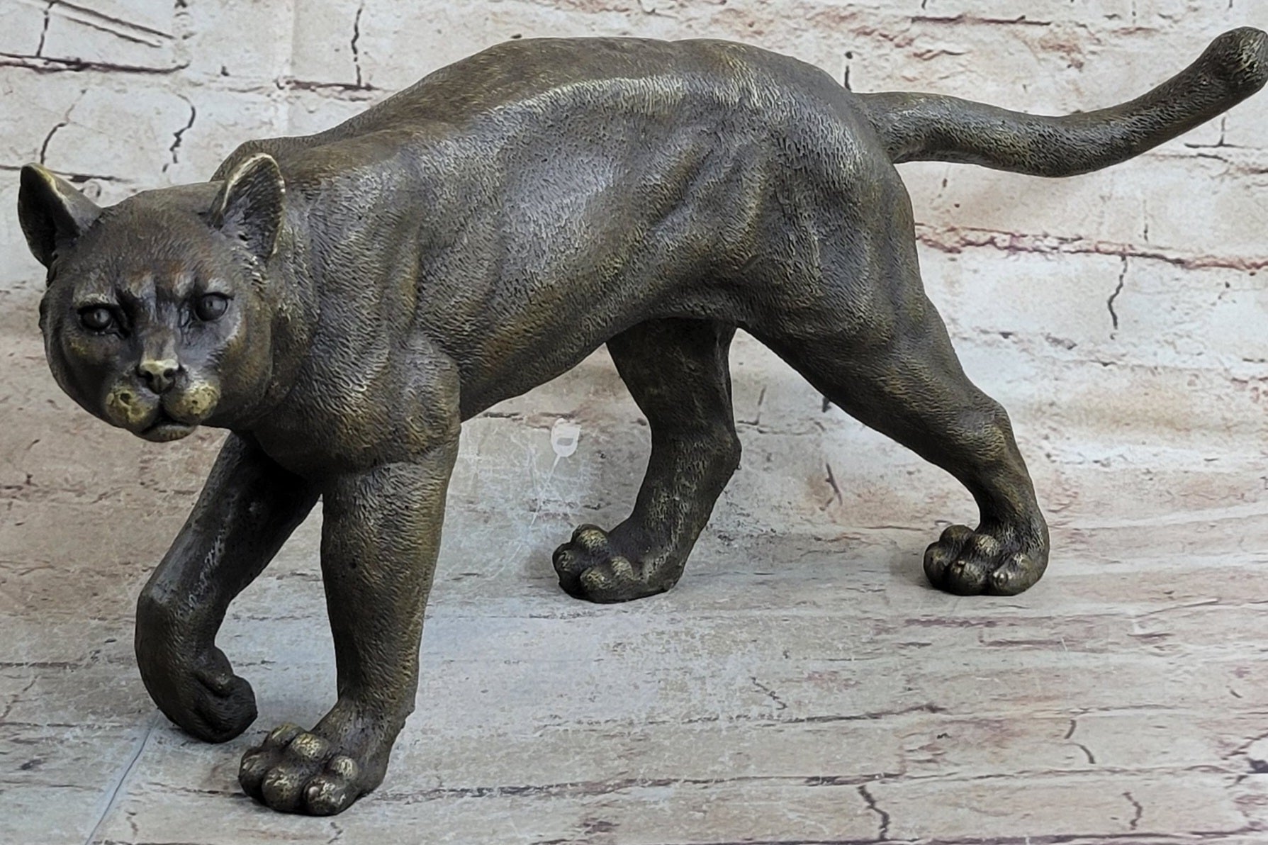 Bronze Metal Cat Kitten Housecat Sculpture Statue Figurine Feline Art Signed Original