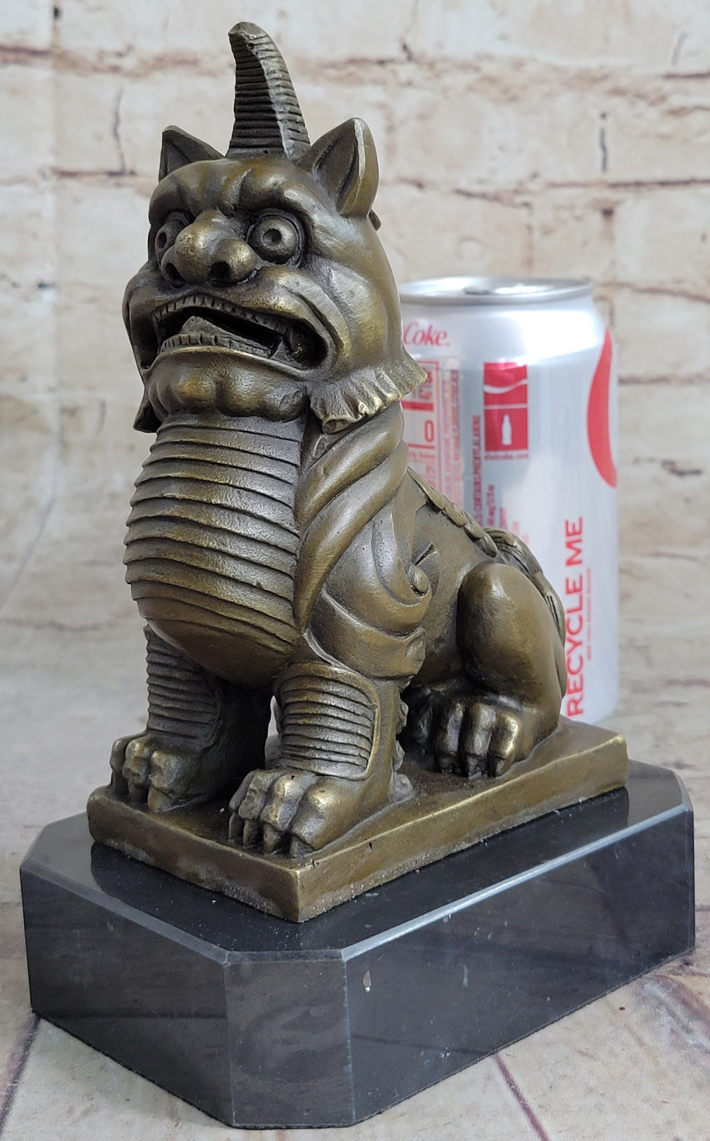 Vintage Fengshui Bronze Guardian Fu Foo Dogs Lion Door Leo Statue Lions Erte