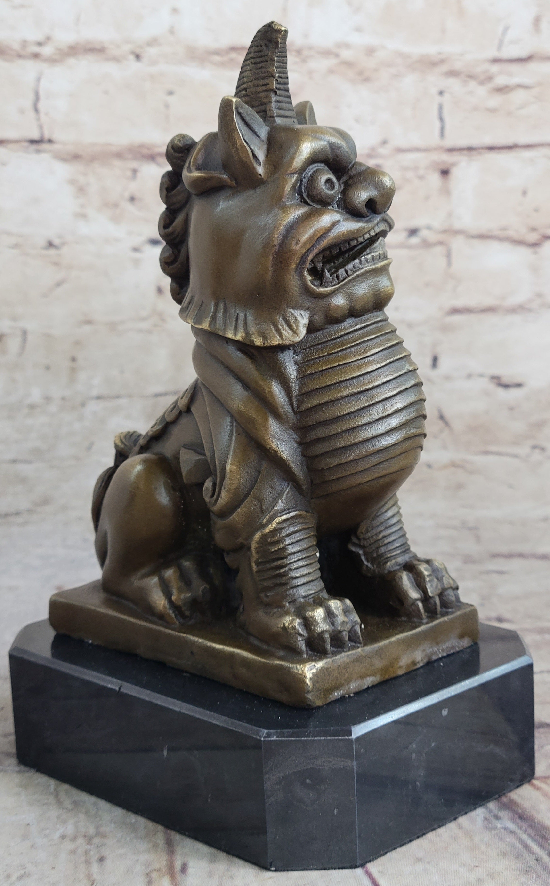 Vintage Fengshui Bronze Guardian Fu Foo Dogs Lion Door Leo Statue Lions Erte