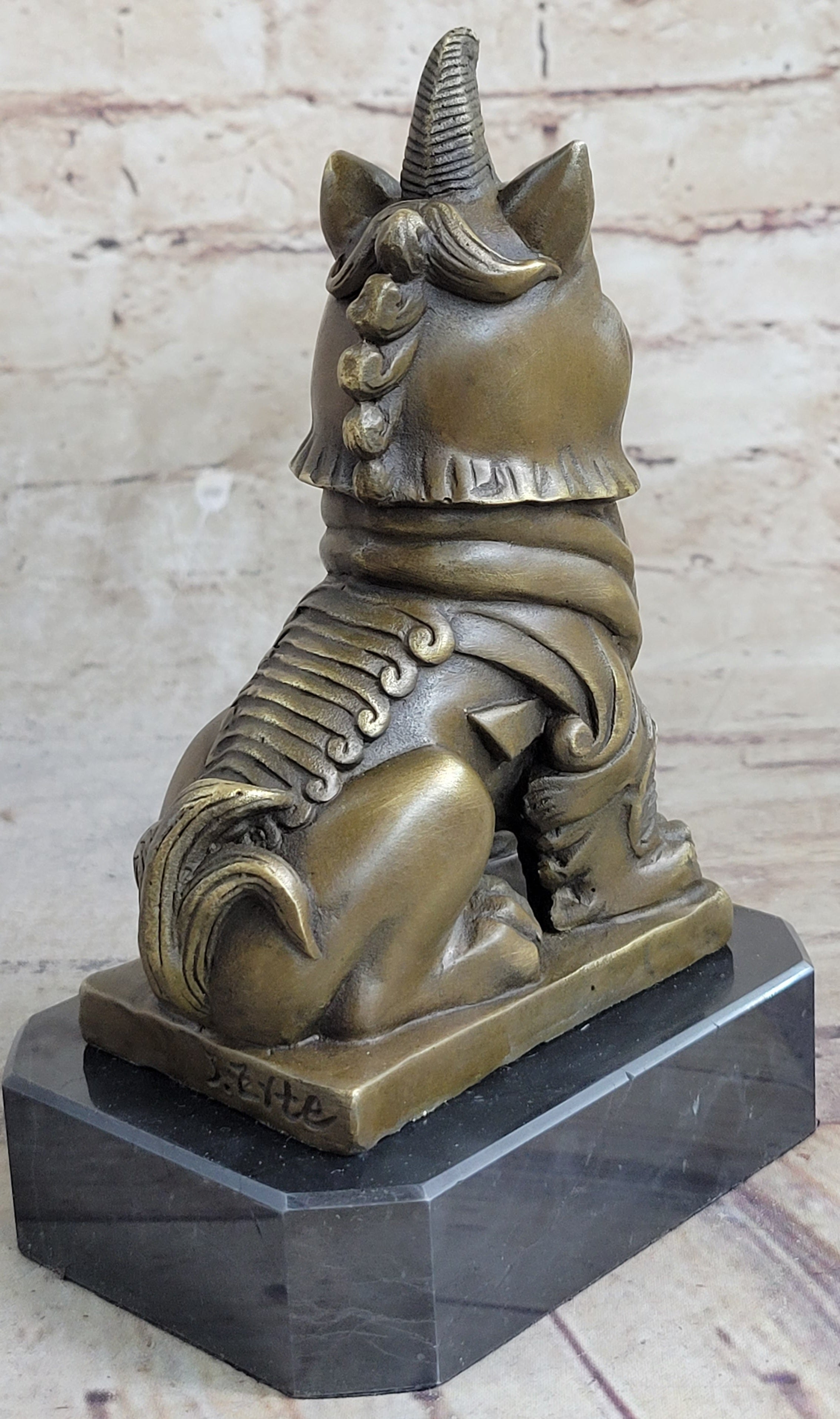 Vintage Fengshui Bronze Guardian Fu Foo Dogs Lion Door Leo Statue Lions Erte