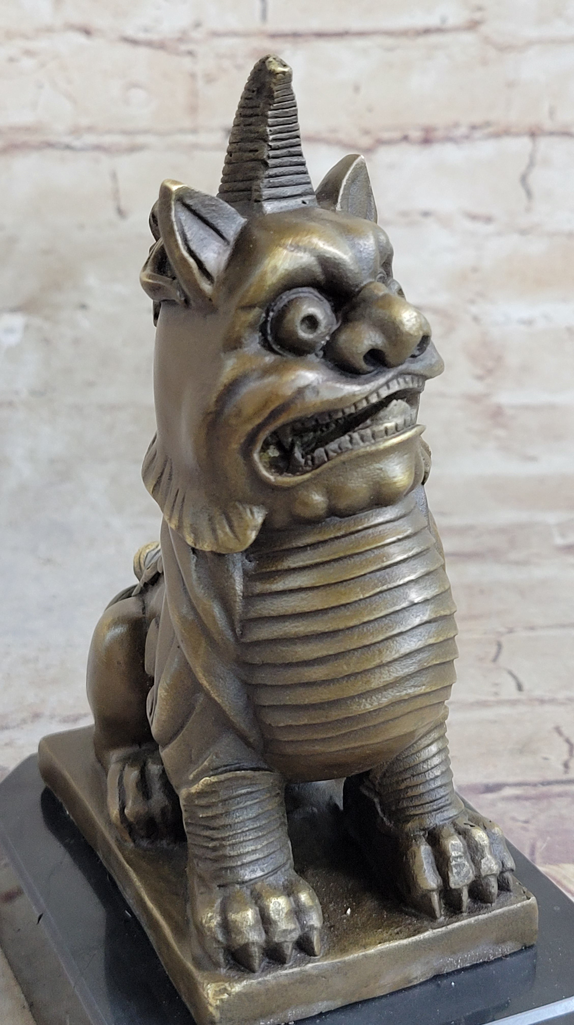 Vintage Fengshui Bronze Guardian Fu Foo Dogs Lion Door Leo Statue Lions Erte