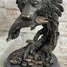 Bear Catching Salmon Bronze Metal Bust Statue Sculpture Original Art on Marble Base