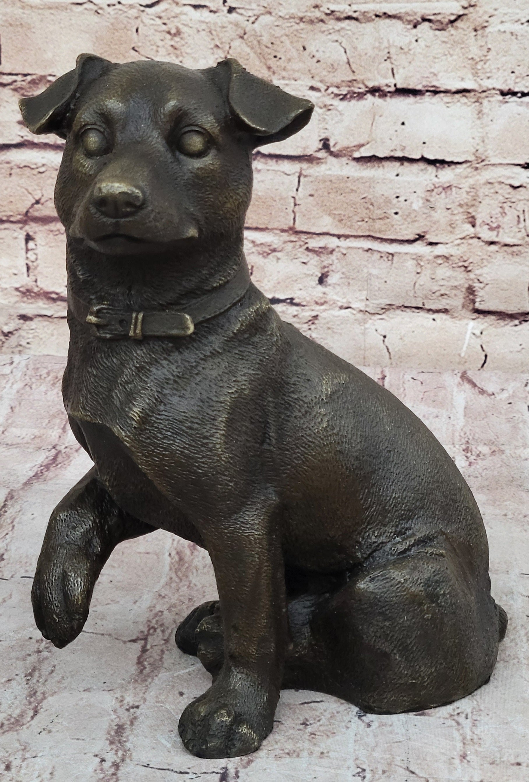 Handmade Bronze Jack Russell Terrier Puppy Dog Figurine Sculpture Signed Art Decor