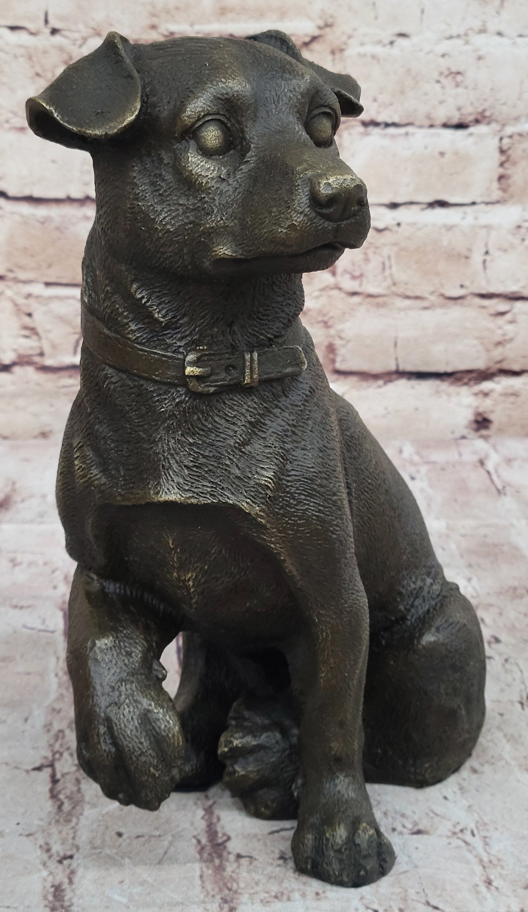 Handmade Bronze Jack Russell Terrier Puppy Dog Figurine Sculpture Signed Art Decor