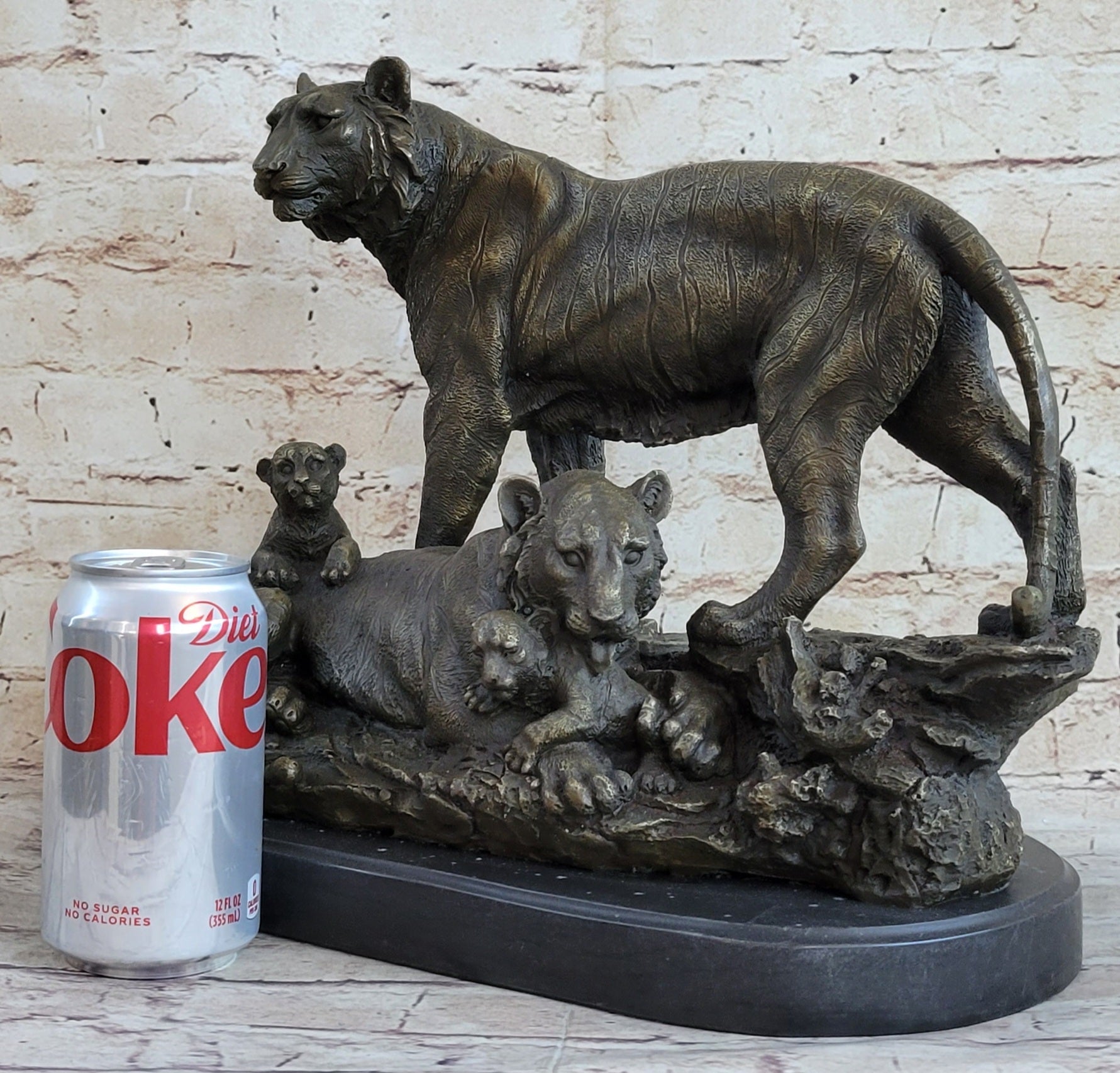 Hot Cast Bronze Tiger Family Statue Sculpture Decor Wildlife Art