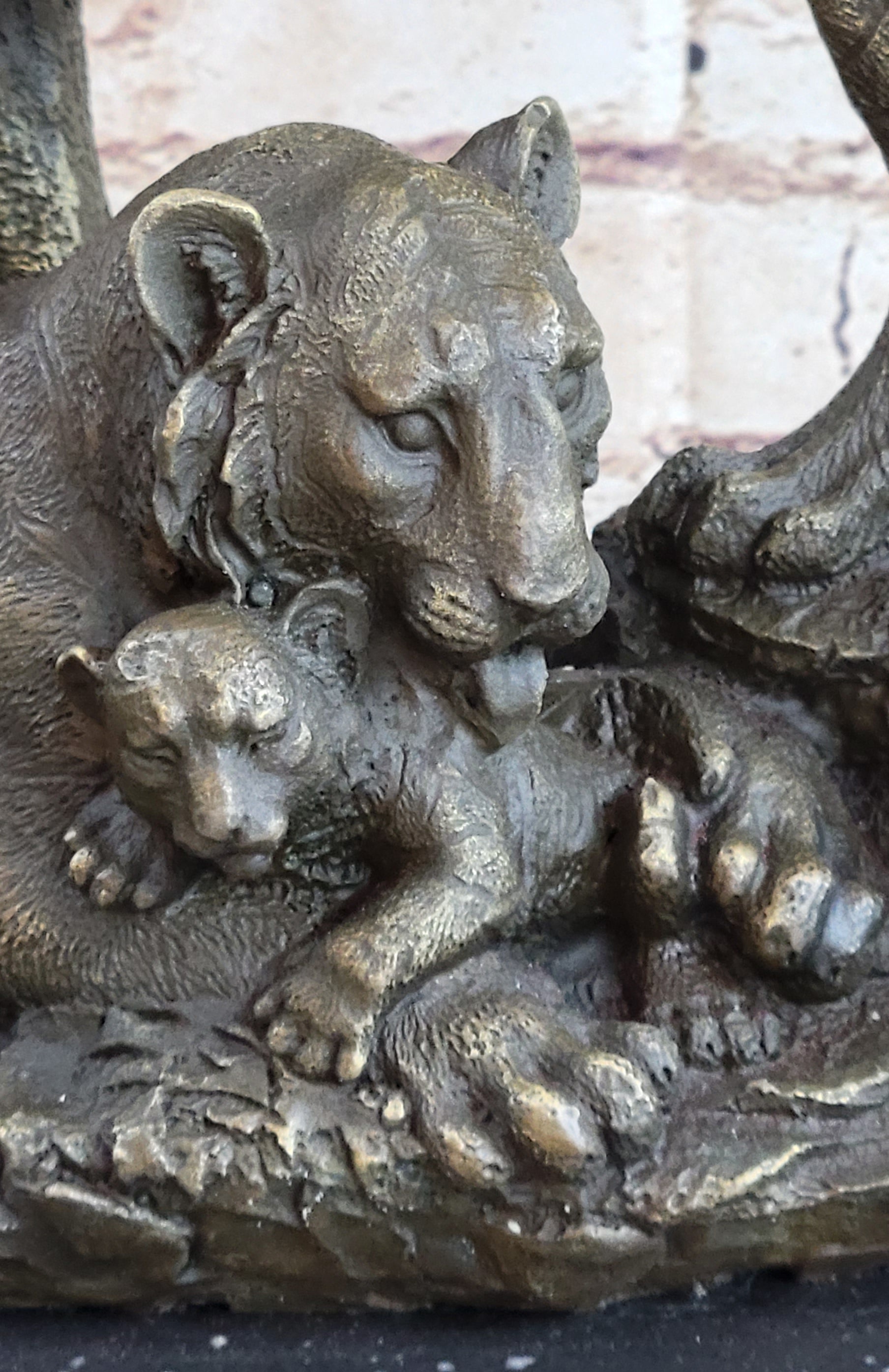 Hot Cast Bronze Tiger Family Statue Sculpture Decor Wildlife Art