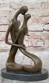 Signed Modern Art Abstract Two Lovebirds Sharing a Moment Bronze Sculpture Gift