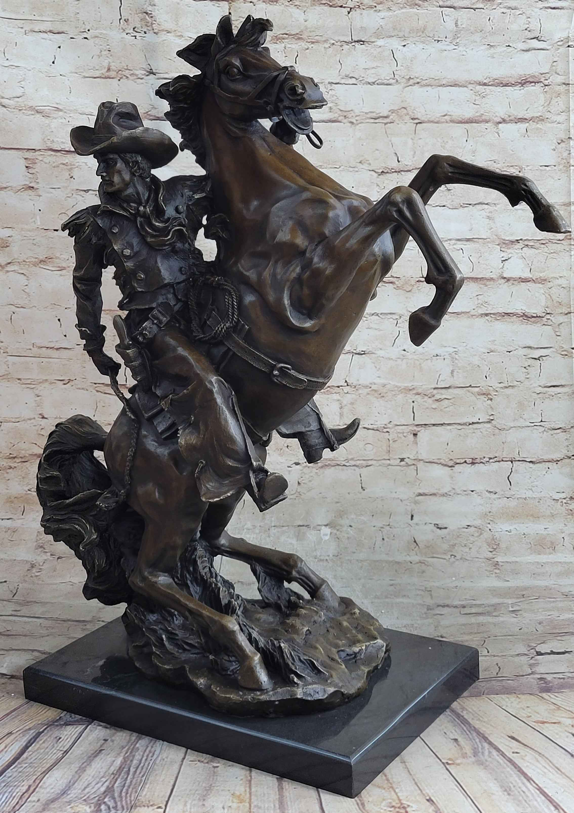 Handmade Massive Signed Real Rearing Arabian Horse Wild Bronze Sculpture Statue