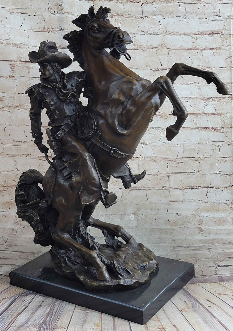 Handmade Massive Signed Real Rearing Arabian Horse Wild Bronze Sculpture Statue