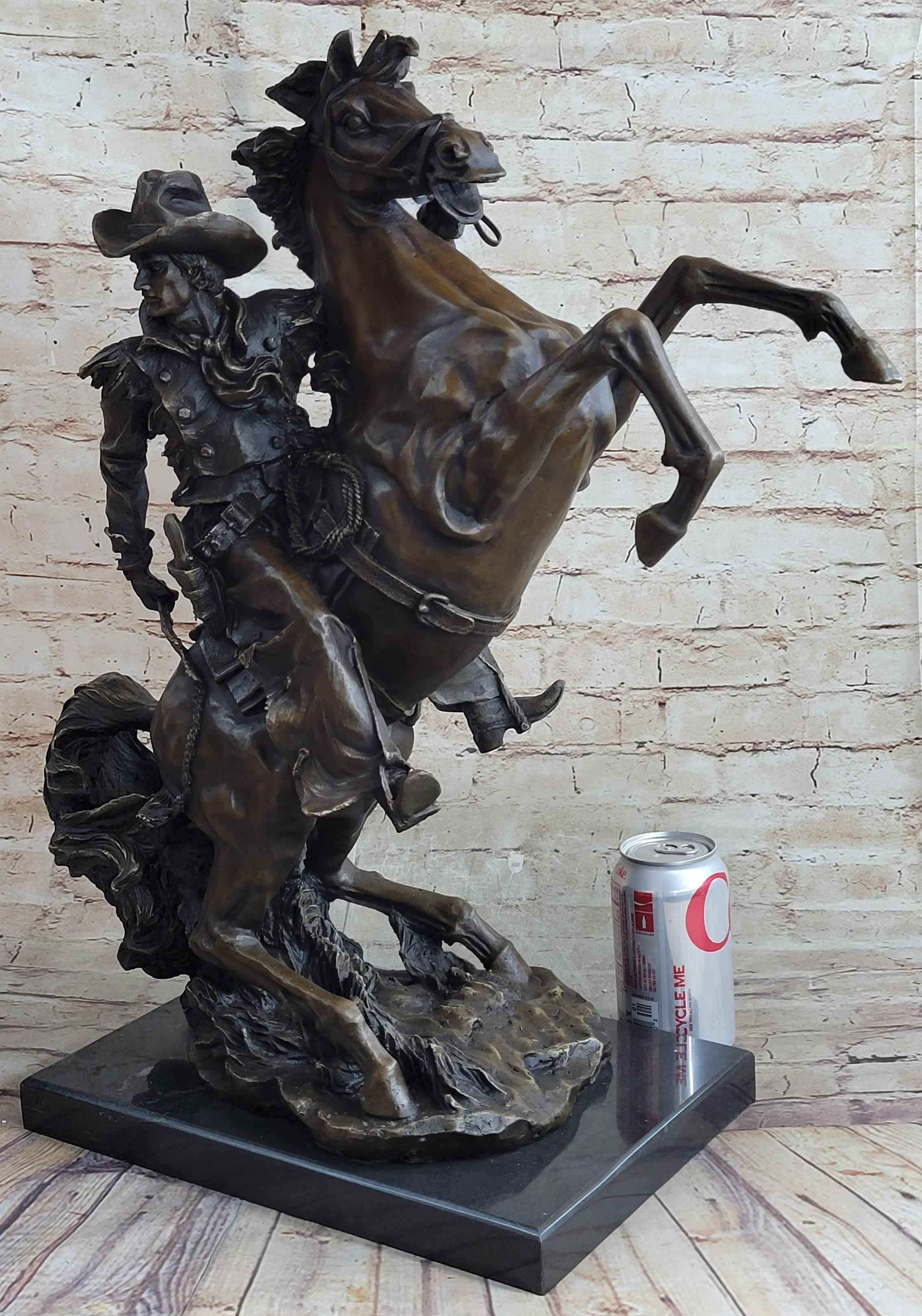 Handmade Massive Signed Real Rearing Arabian Horse Wild Bronze Sculpture Statue