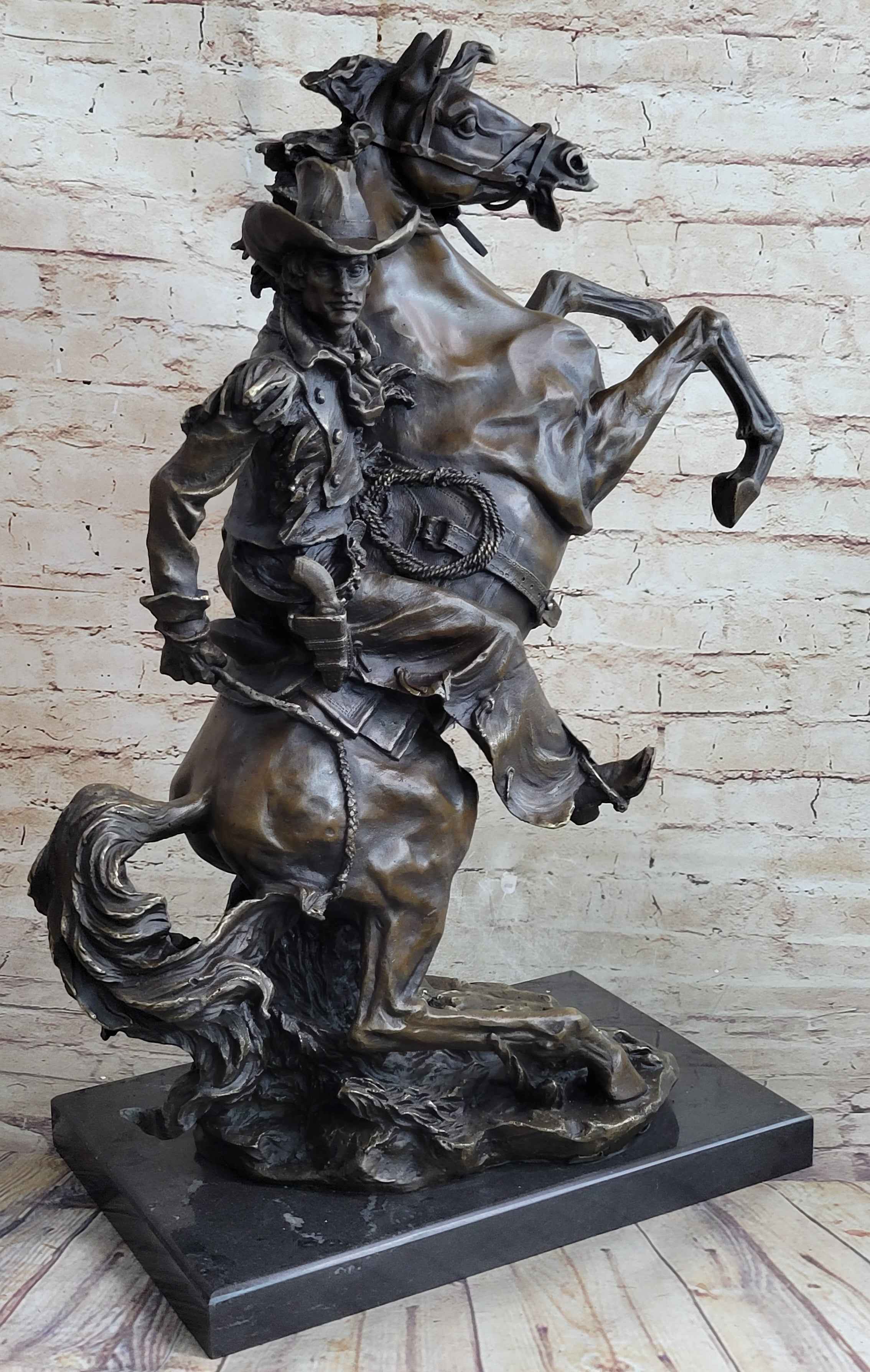 Handmade Massive Signed Real Rearing Arabian Horse Wild Bronze Sculpture Statue