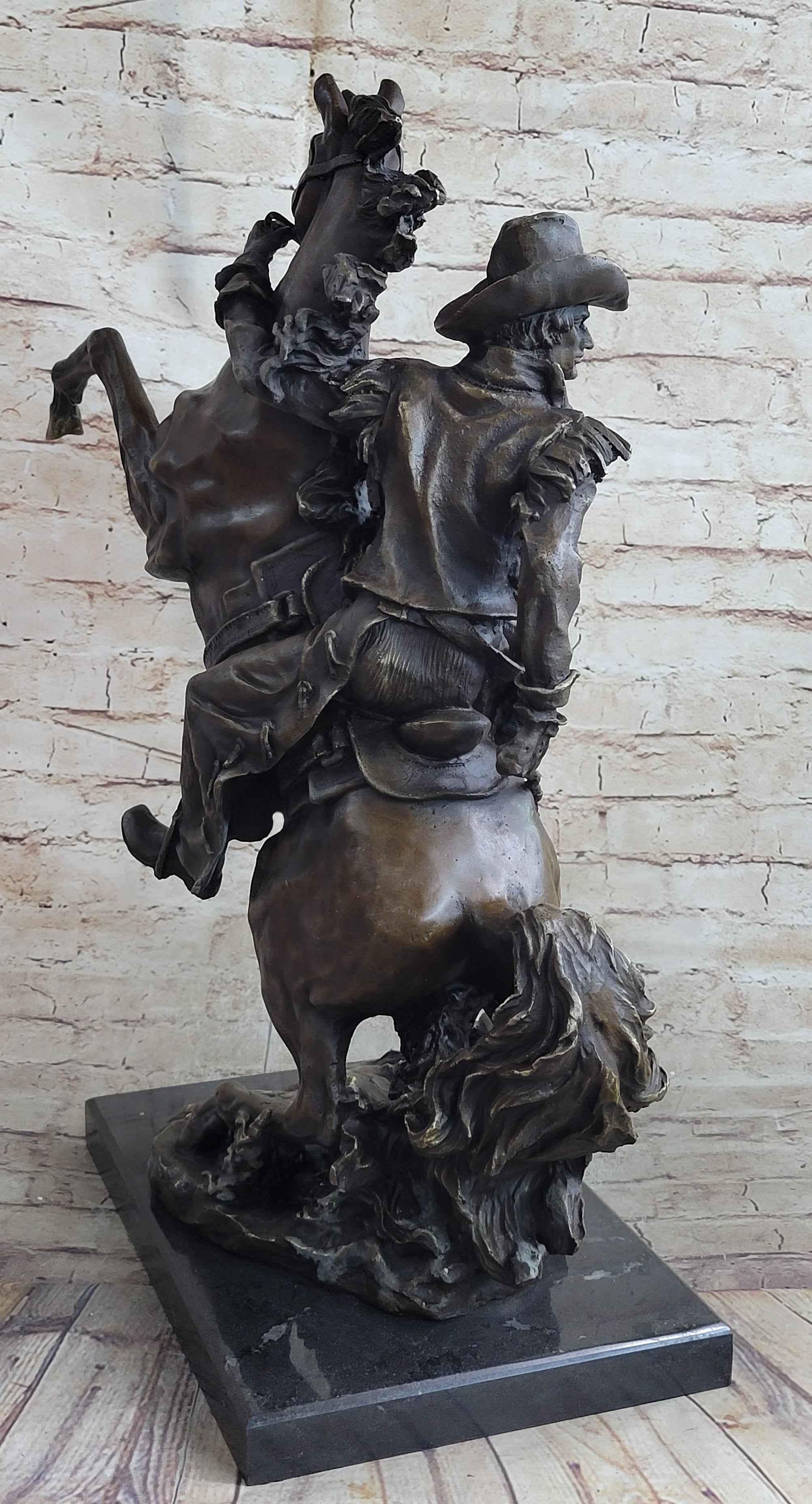 Handmade Massive Signed Real Rearing Arabian Horse Wild Bronze Sculpture Statue