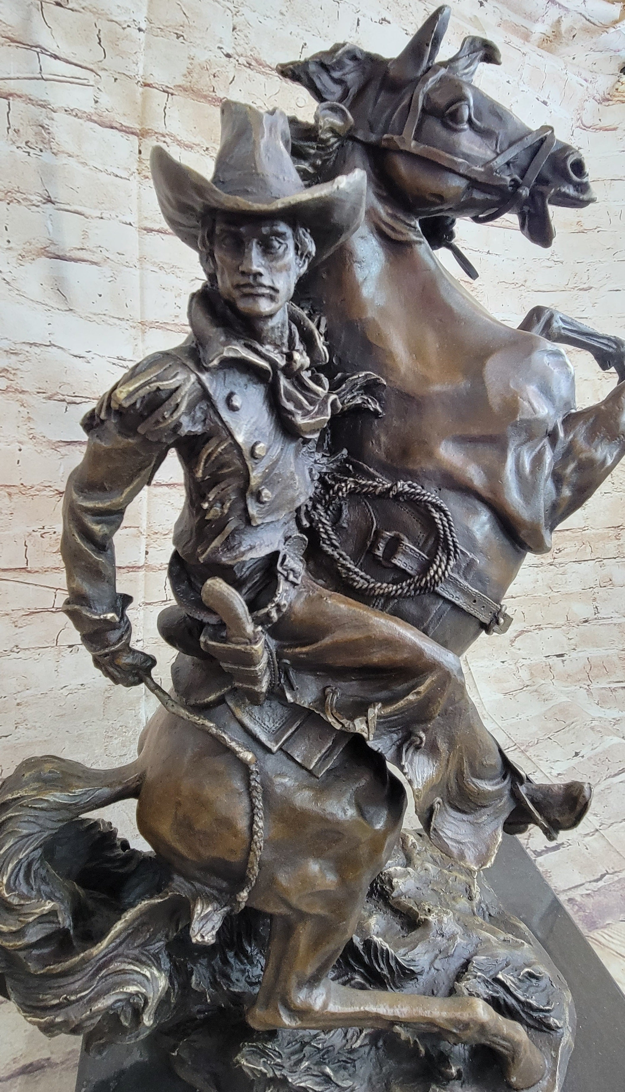 Handmade Massive Signed Real Rearing Arabian Horse Wild Bronze Sculpture Statue