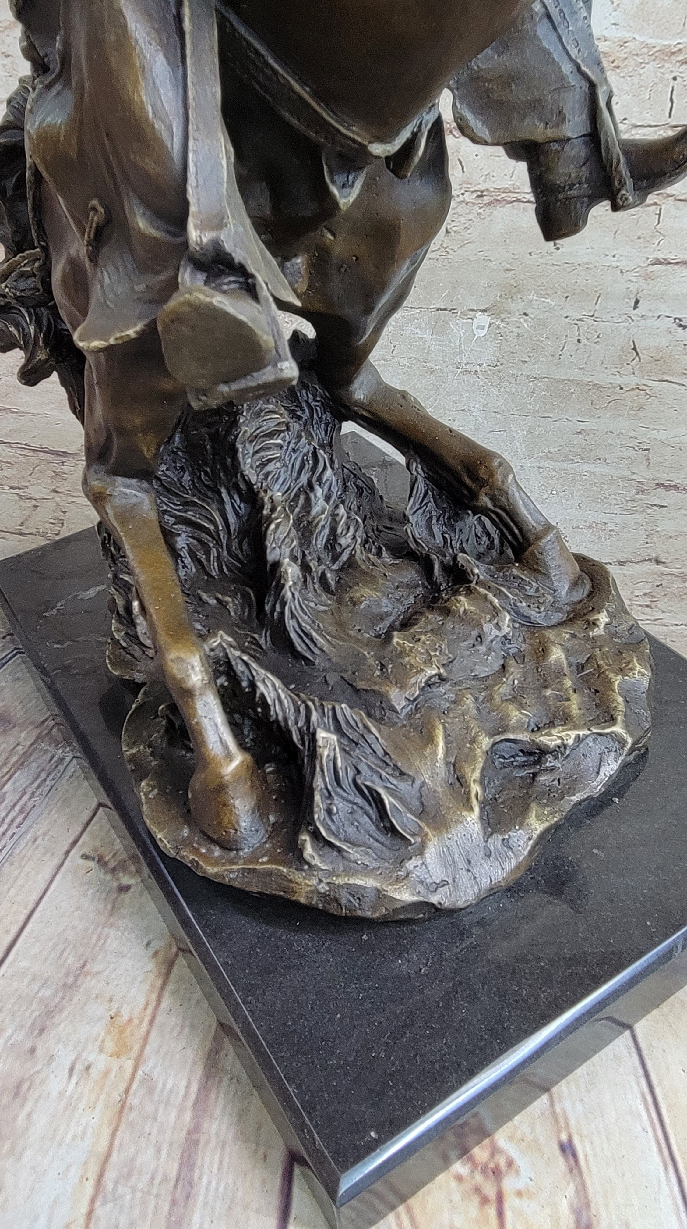 Handmade Massive Signed Real Rearing Arabian Horse Wild Bronze Sculpture Statue