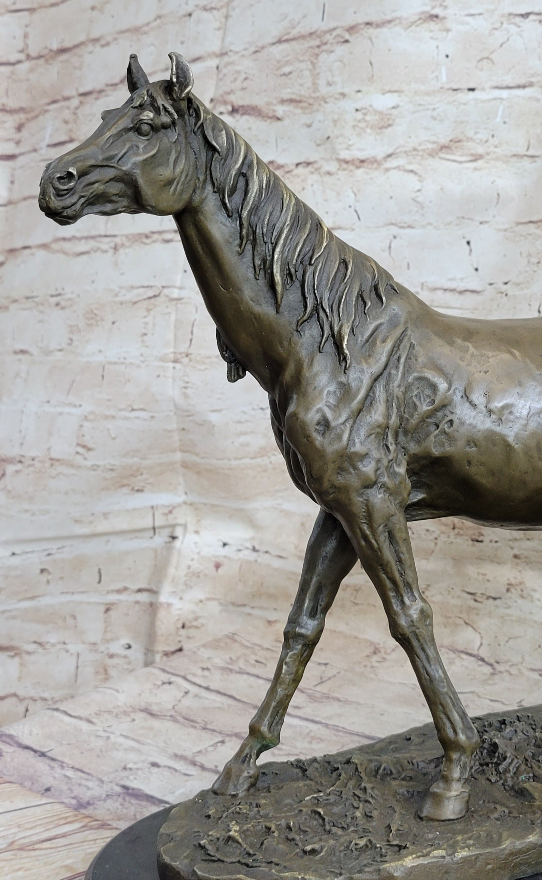 Abstract Modern Art Stallion Racing Horse Trophy Bronze Sculpture By Mene Figure