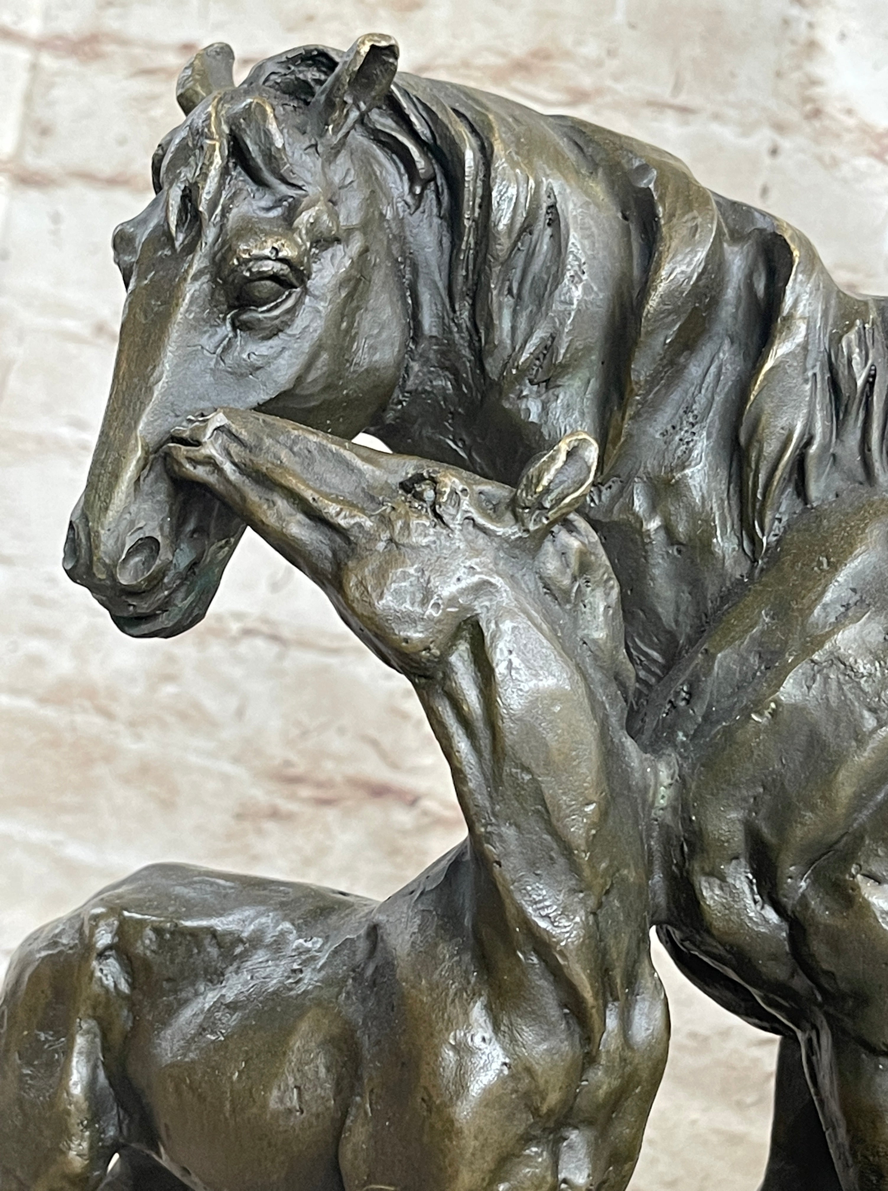 Horse & Foal Bronze Statue Sculpture Equestrian Stables Barn Decor Original Milo