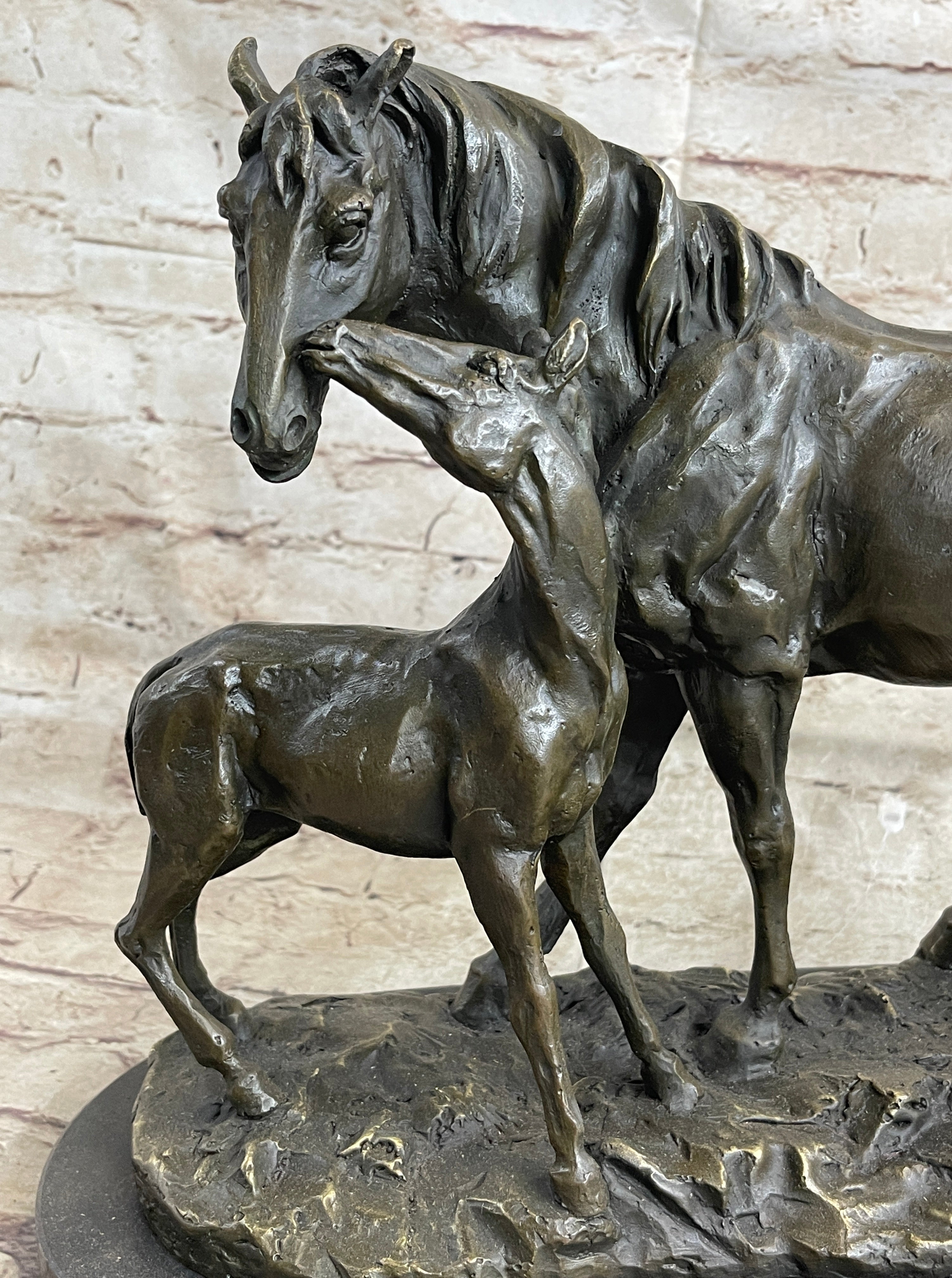 Horse & Foal Bronze Statue Sculpture Equestrian Stables Barn Decor Original Milo