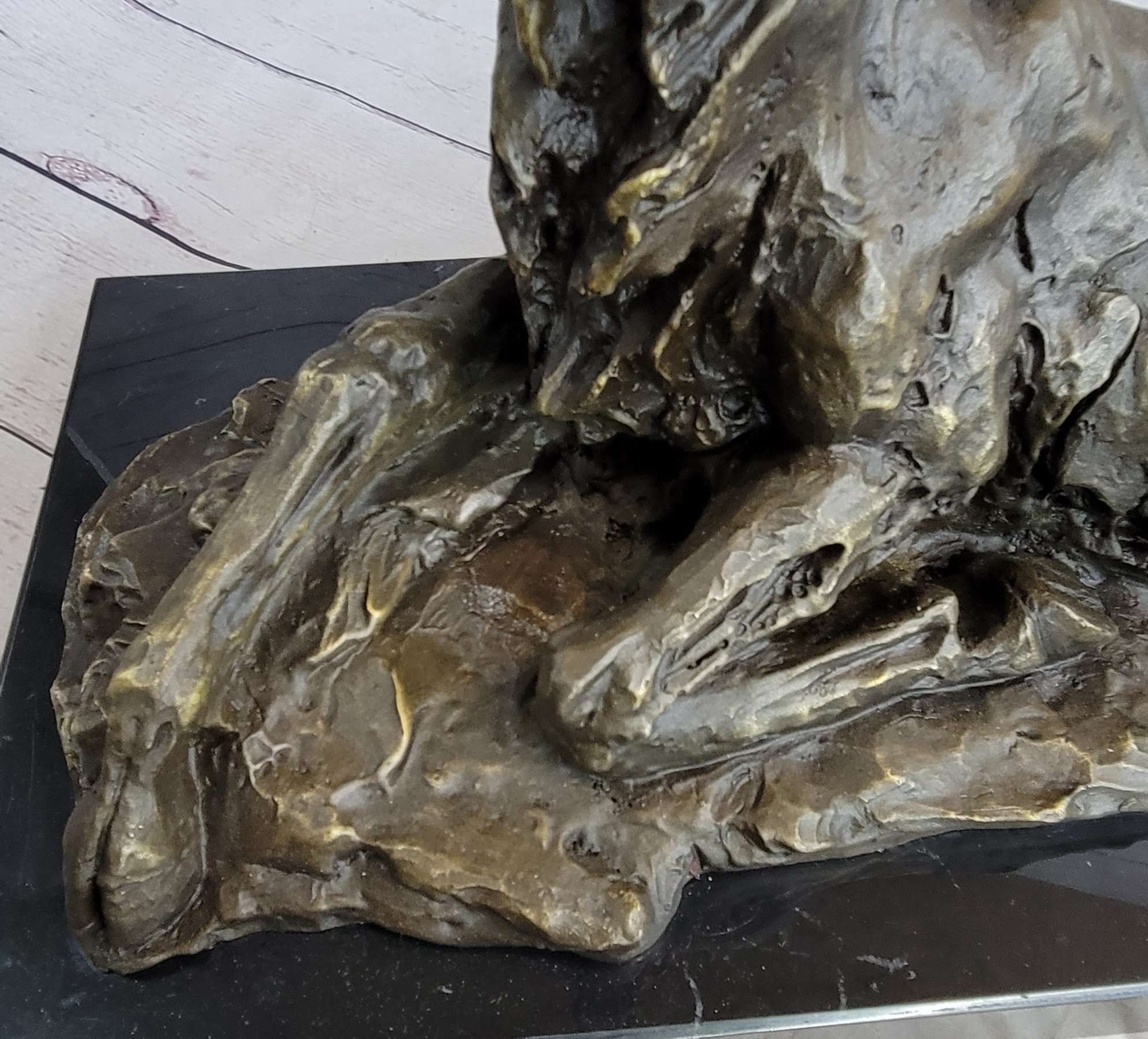 Handmade Stag Elk Deer Buck Hunter Bronze Marble Statue Sportsman Wildlife Art