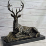 Handmade Stag Elk Deer Buck Hunter Bronze Marble Statue Sportsman Wildlife Art