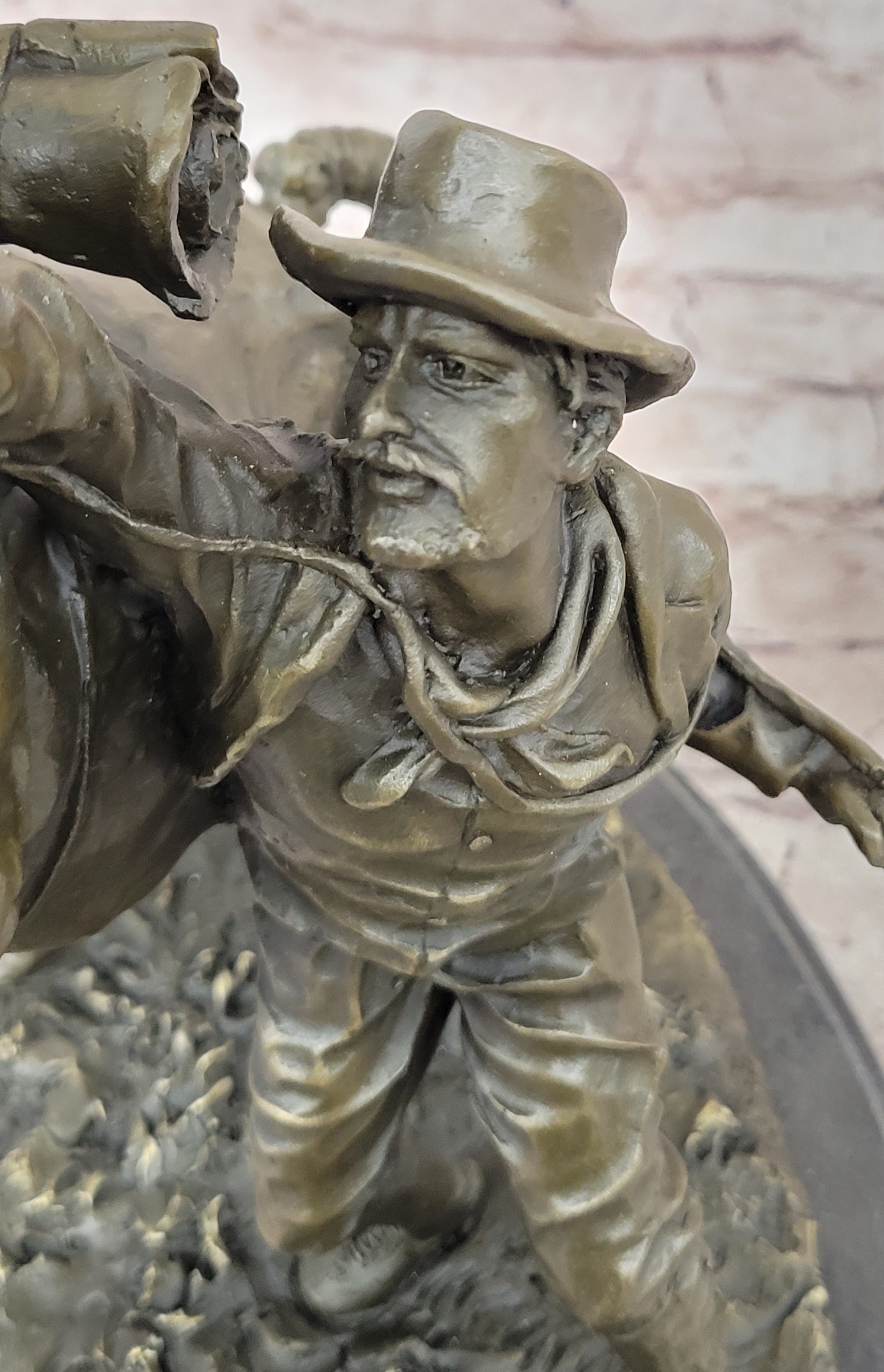Bronze Sculpture of Cowboy Taming a Rearing Horse – Western Art