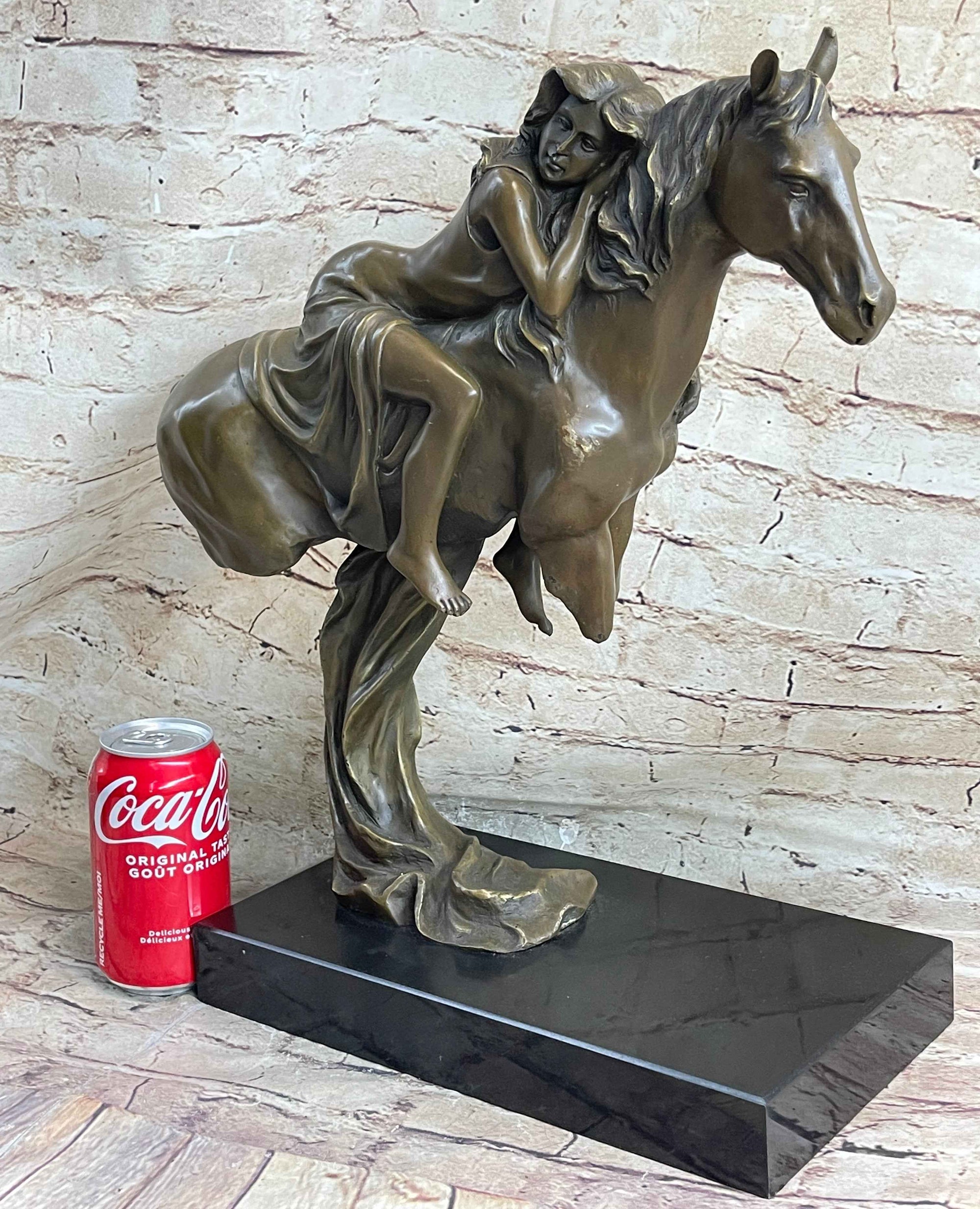 Young Woman on Horseback - Surreal Abstract Bronze Sculpture Horse Lover Art
