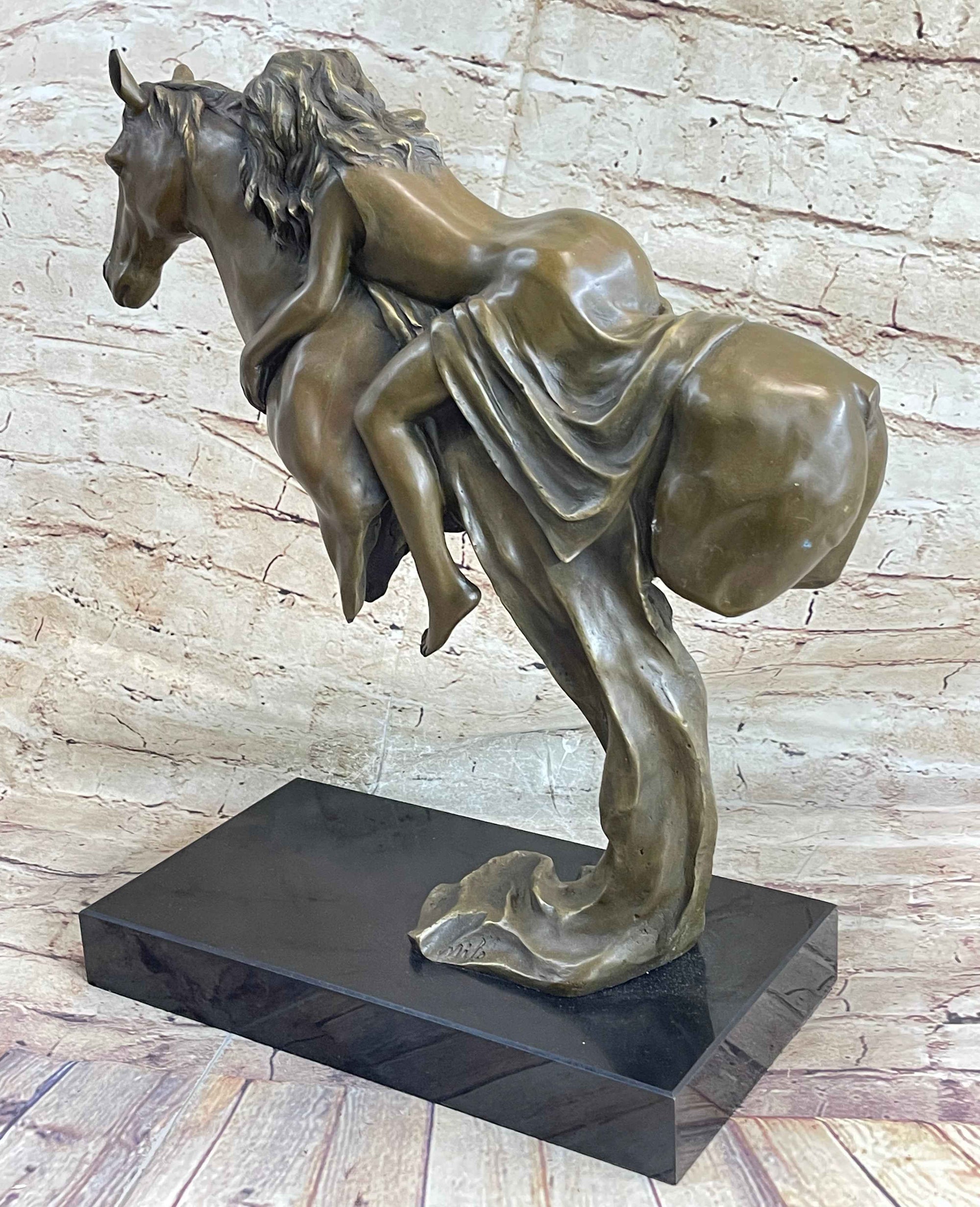 Young Woman on Horseback - Surreal Abstract Bronze Sculpture Horse Lover Art