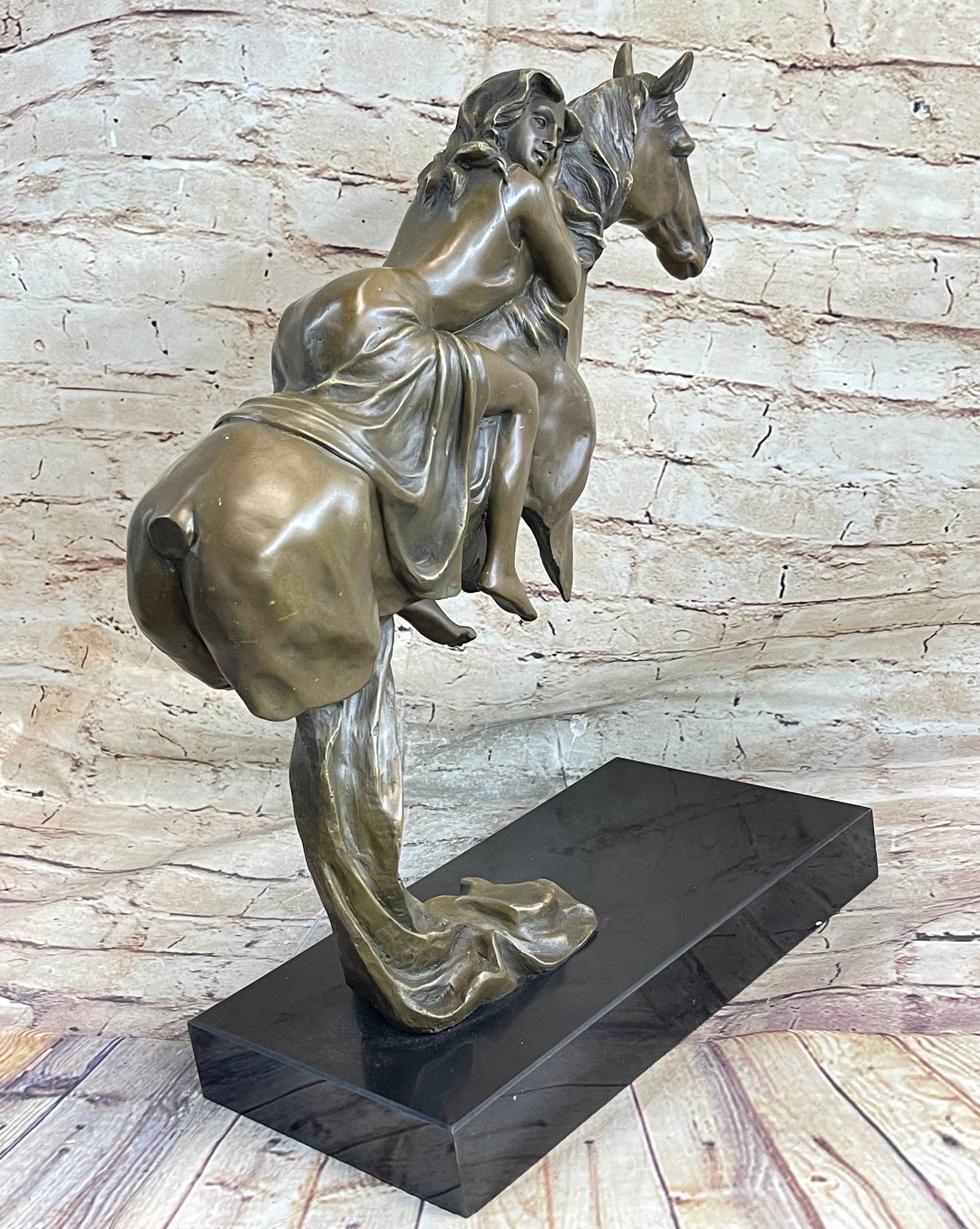 Young Woman on Horseback - Surreal Abstract Bronze Sculpture Horse Lover Art