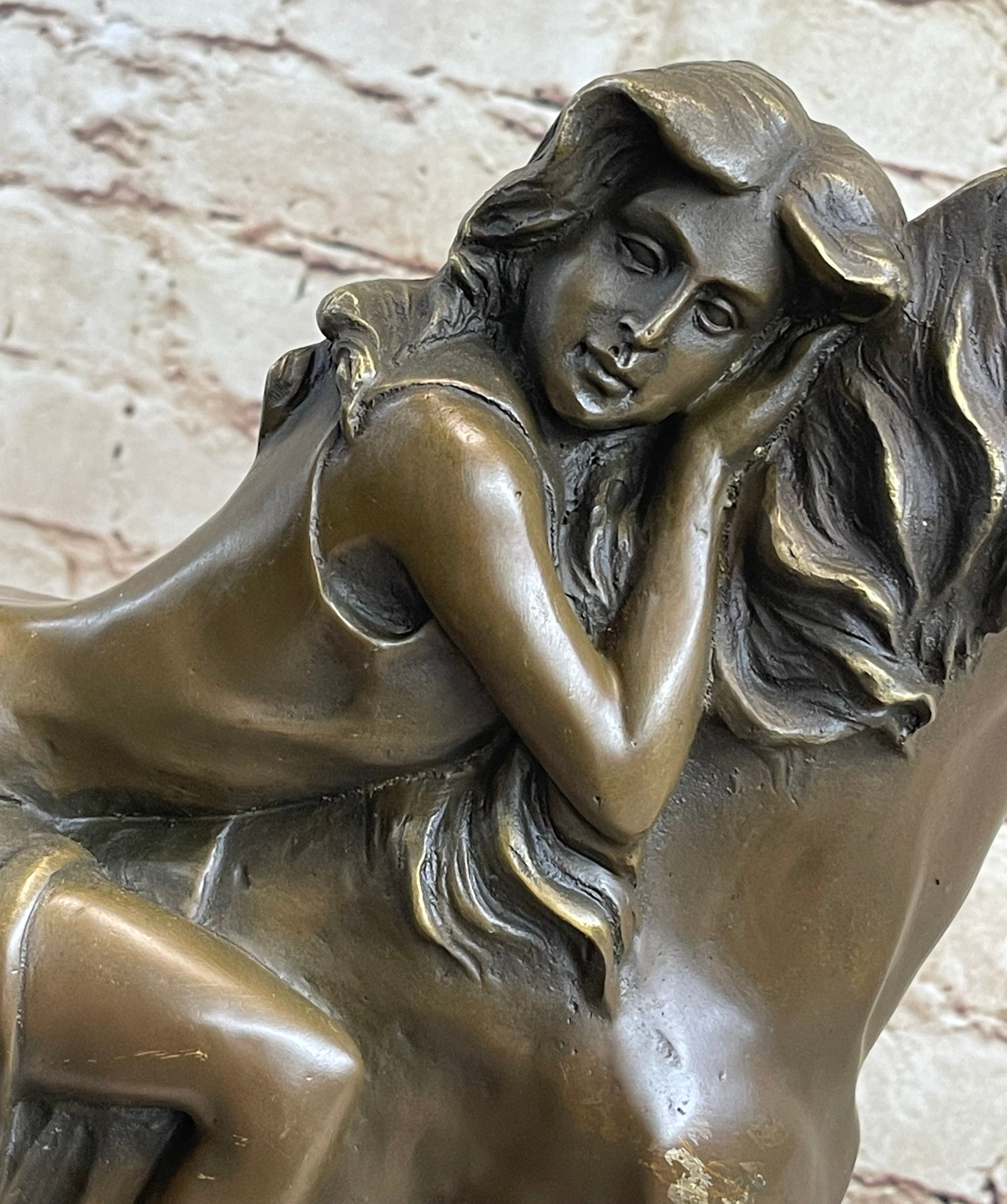 Young Woman on Horseback - Surreal Abstract Bronze Sculpture Horse Lover Art