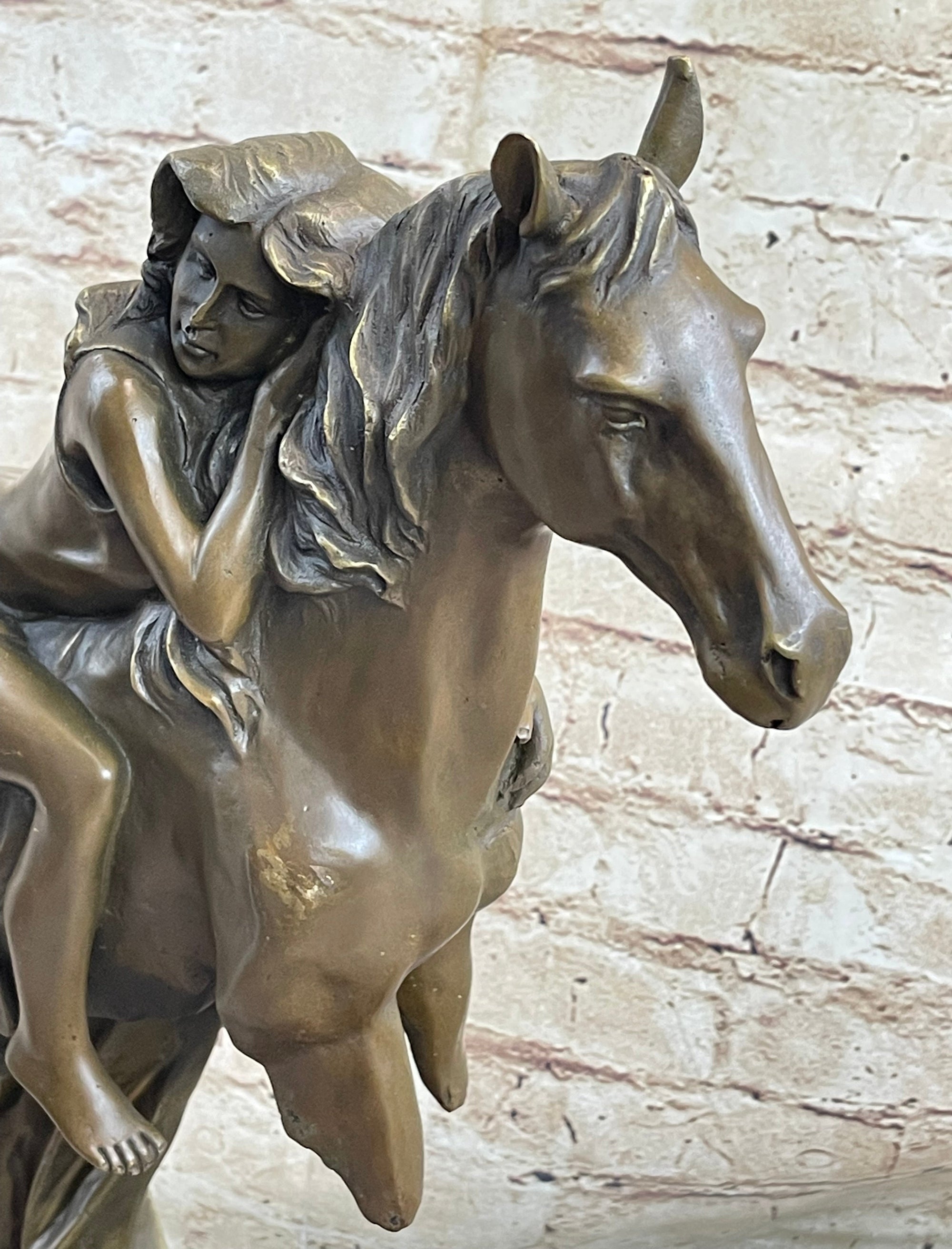 Young Woman on Horseback - Surreal Abstract Bronze Sculpture Horse Lover Art