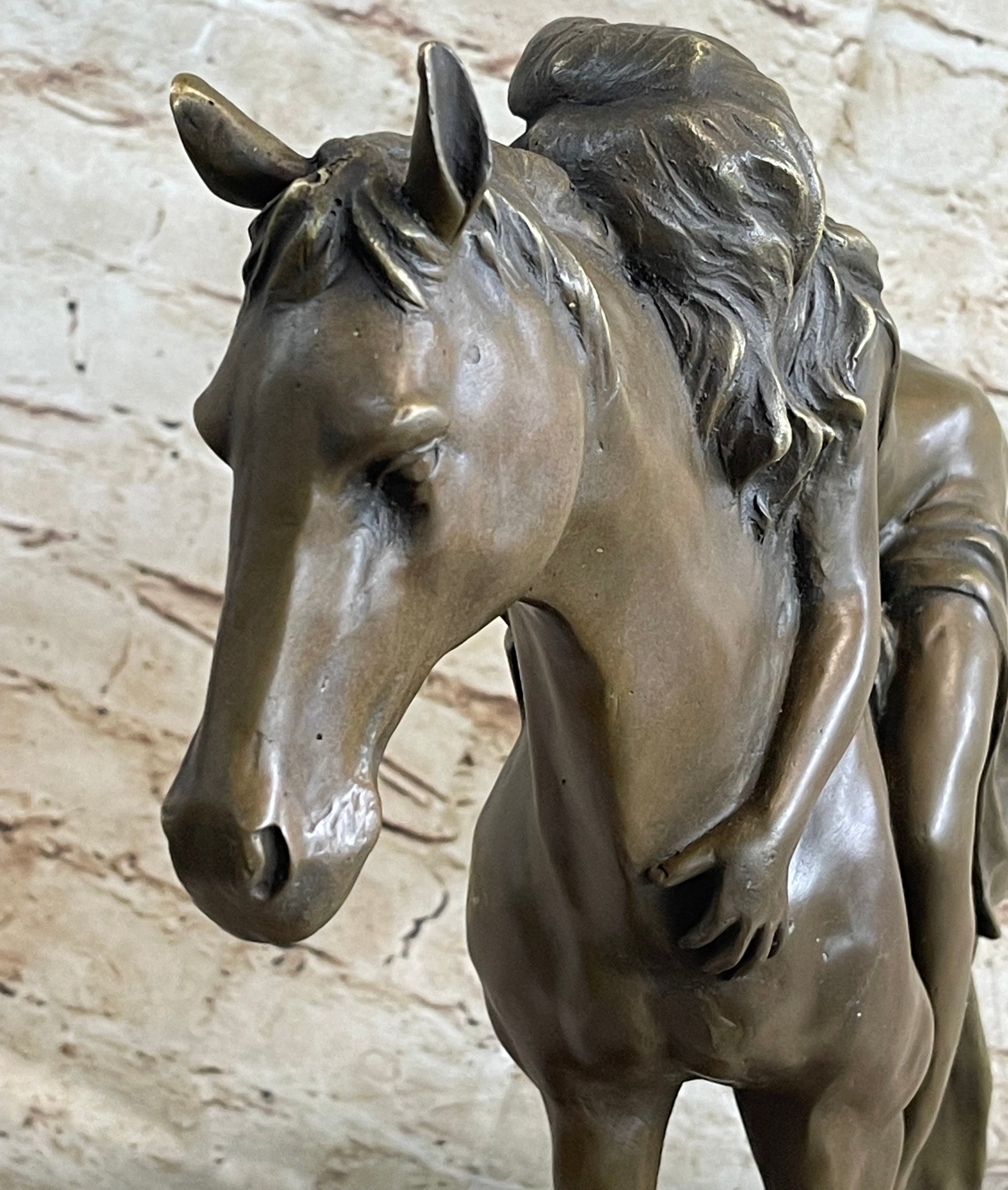 Young Woman on Horseback - Surreal Abstract Bronze Sculpture Horse Lover Art