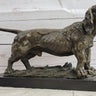 Basset Hound Dog Figure Art Deco Bronze Sculpture on Marble Base Figurine Gift