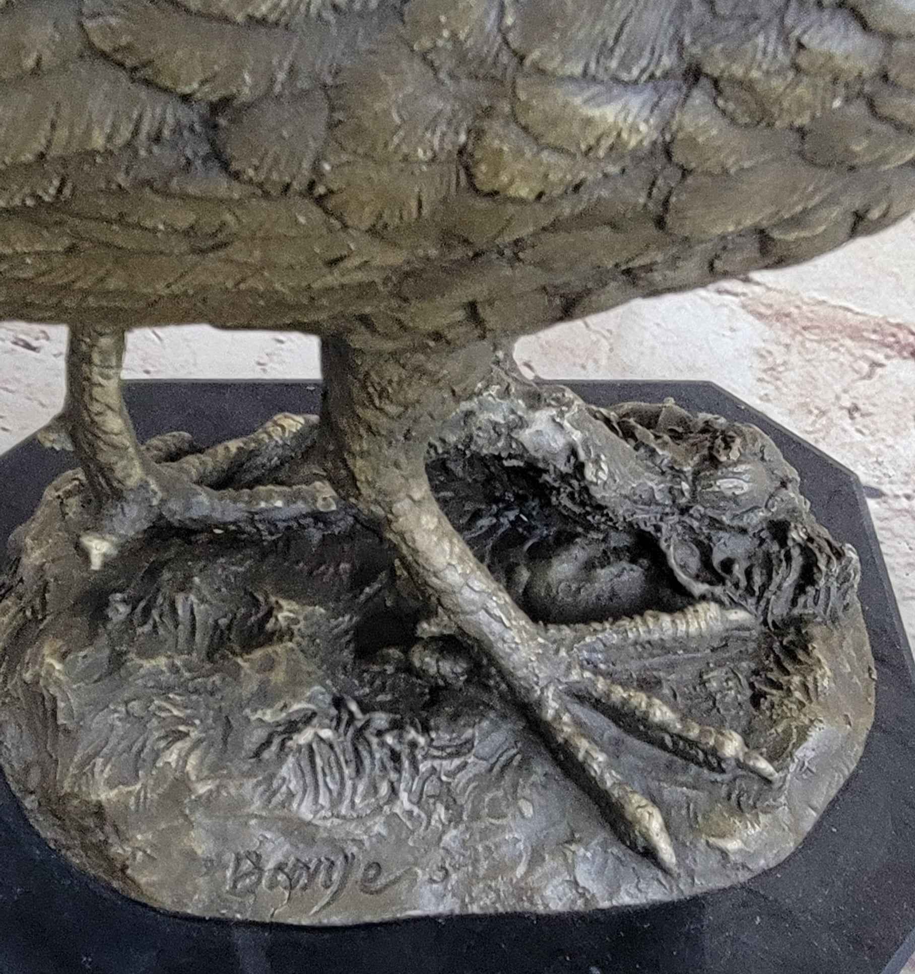 Pheasant Grouse Game Bird Hunter Bronze Marble Statue Sculpture Wildlife Trophy