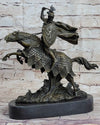 European Knight on Horseback Armored Horse Bronze Sculpture Statue Figure by Kamiko