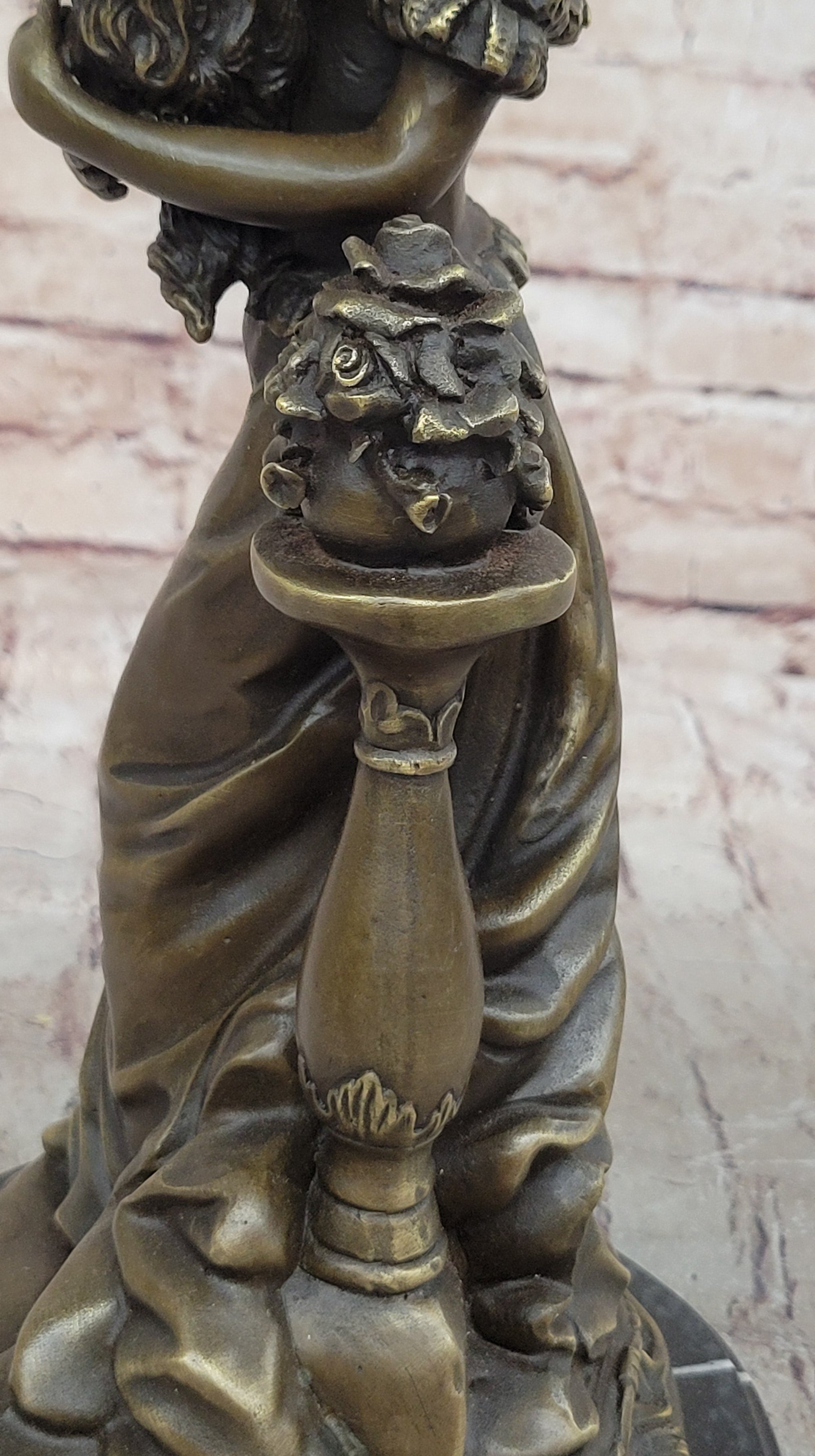 Victorian Edwardian Era European Young Woman Holding Puppy Dog - Bronze Sculpture by Milo