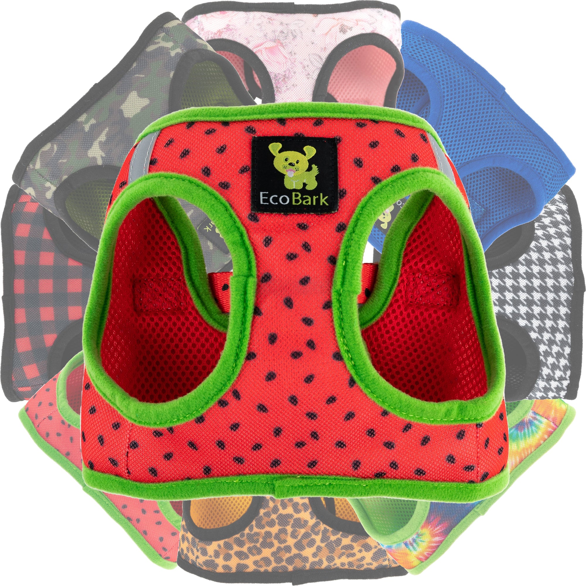 EcoBark Step In Dog Harness - Teacup & Small Breeds- Reflective Soft Mesh Harness for Teacup, Small Dogs and Puppies / Watermelon