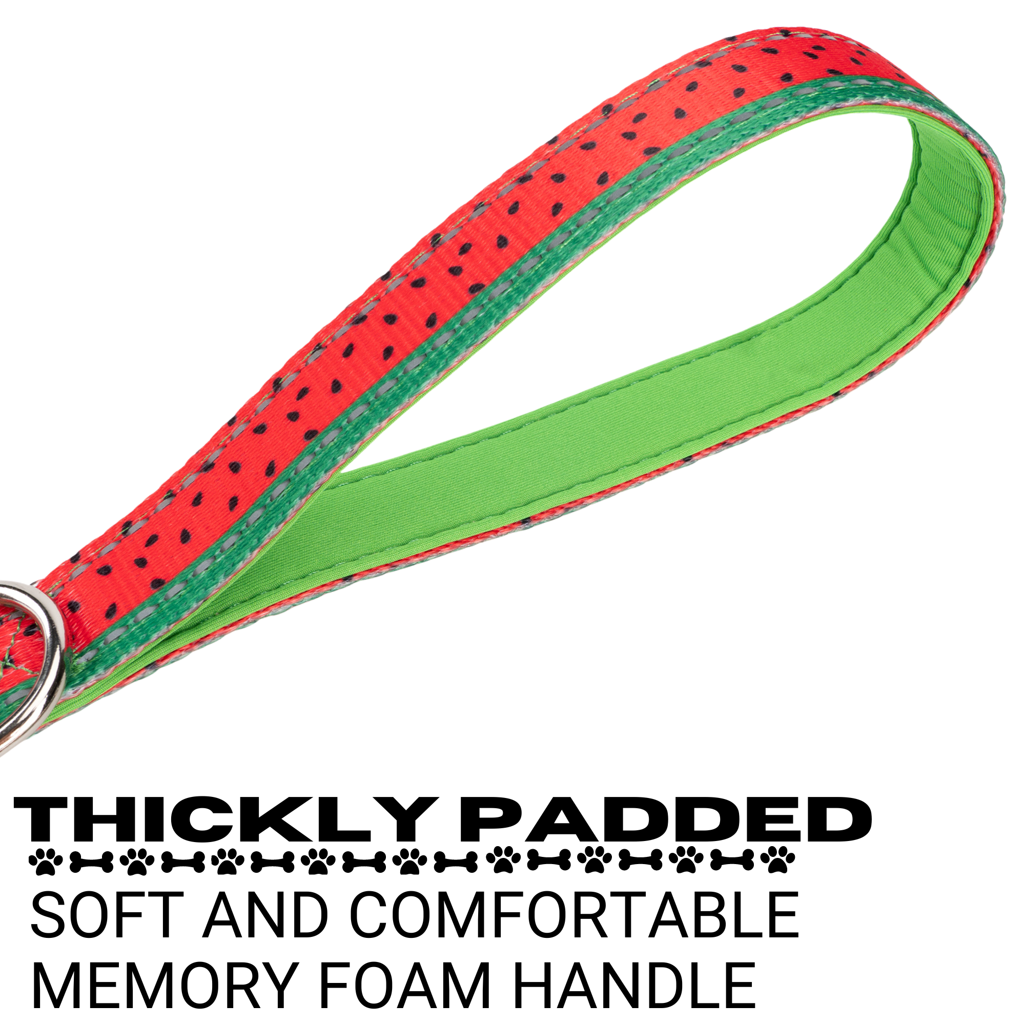EcoBark Watermelon Dog Leash- Padded Comfort Grip Leash - 4ft, 5ft, and 6ft Leash for Small and Medium Dogs