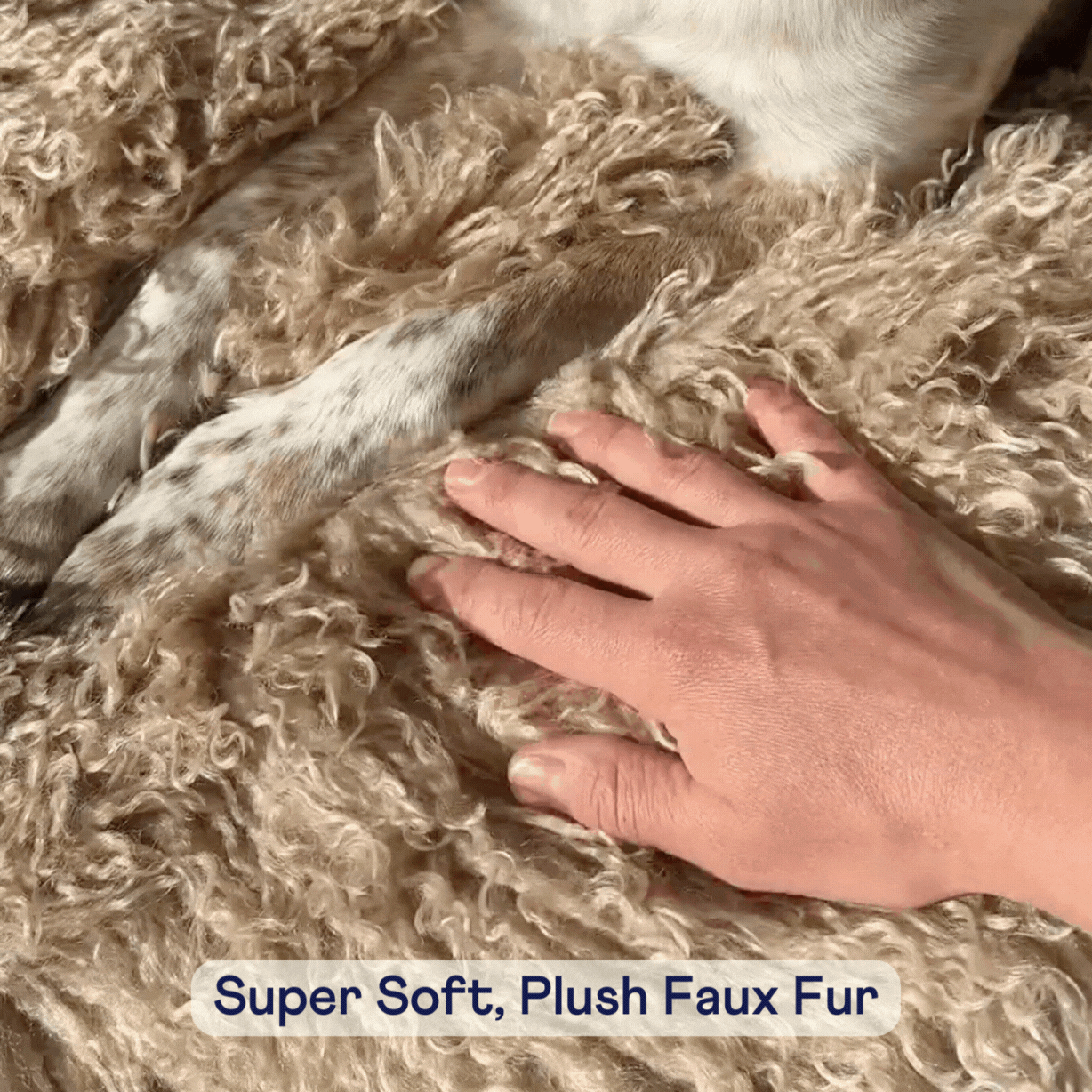 PupRug Luxe Faux Fur Orthopedic Dog Bed Plush Sheep Tan 