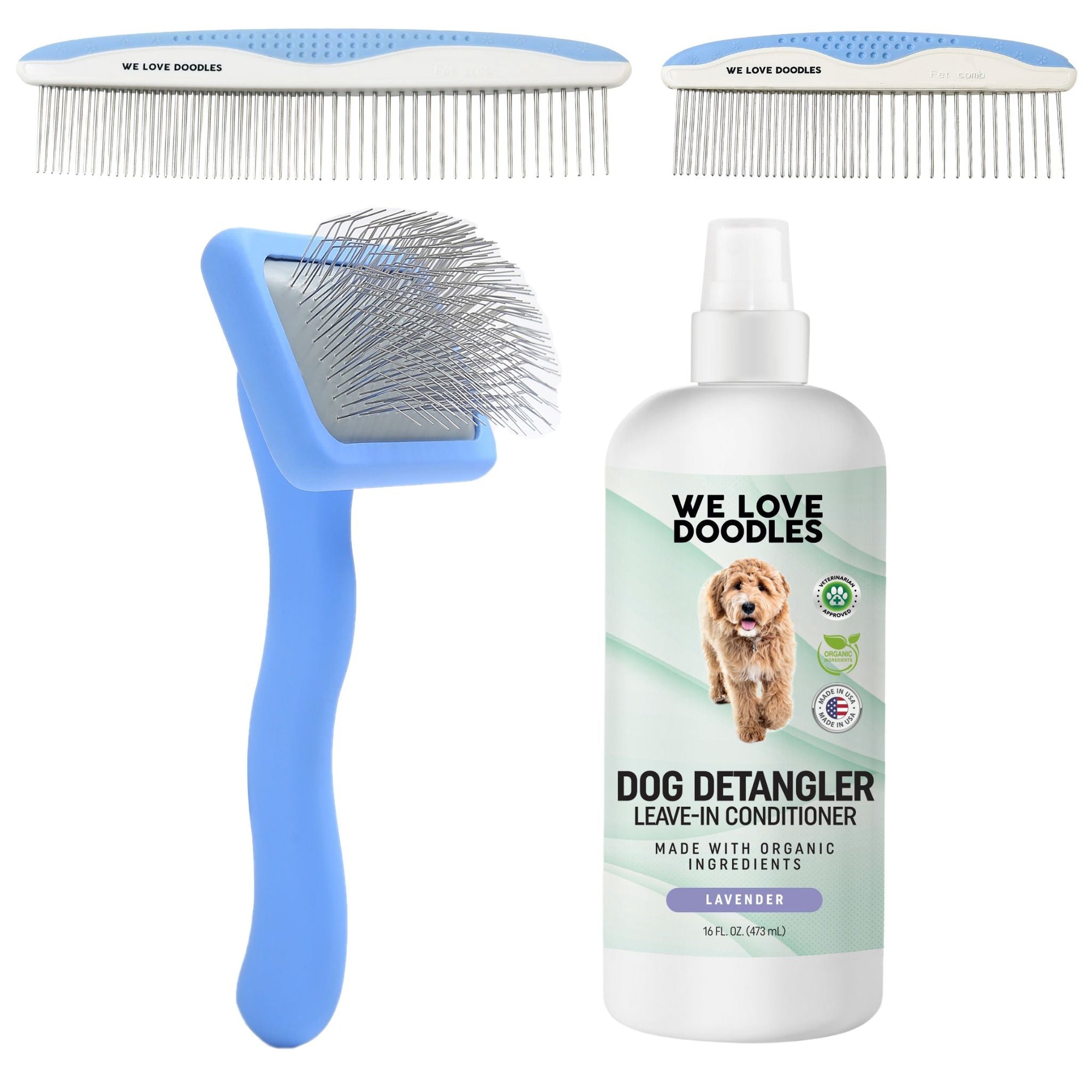 Lavender Grooming Starter Pack (Brush, Combs & Detangler)