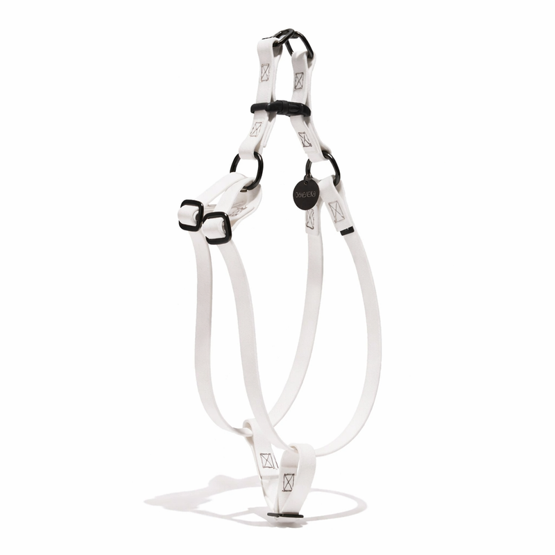 Water Resistant Cat & Dog Harness – White with Matte Black Hardware | Durable, Adjustable & All-Weather