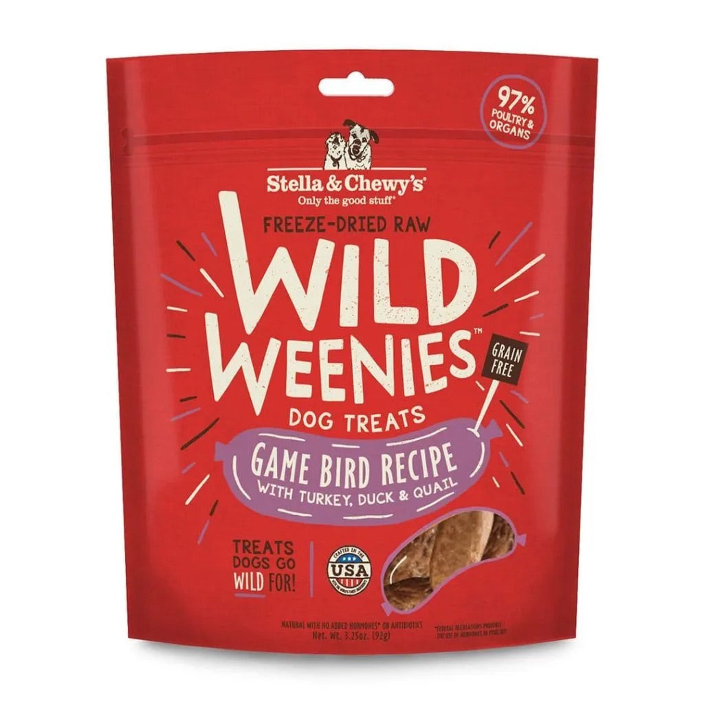 Stella & Chewys Freeze Dried Wild Weenies Game Bird Dog Treats (3.25oz)