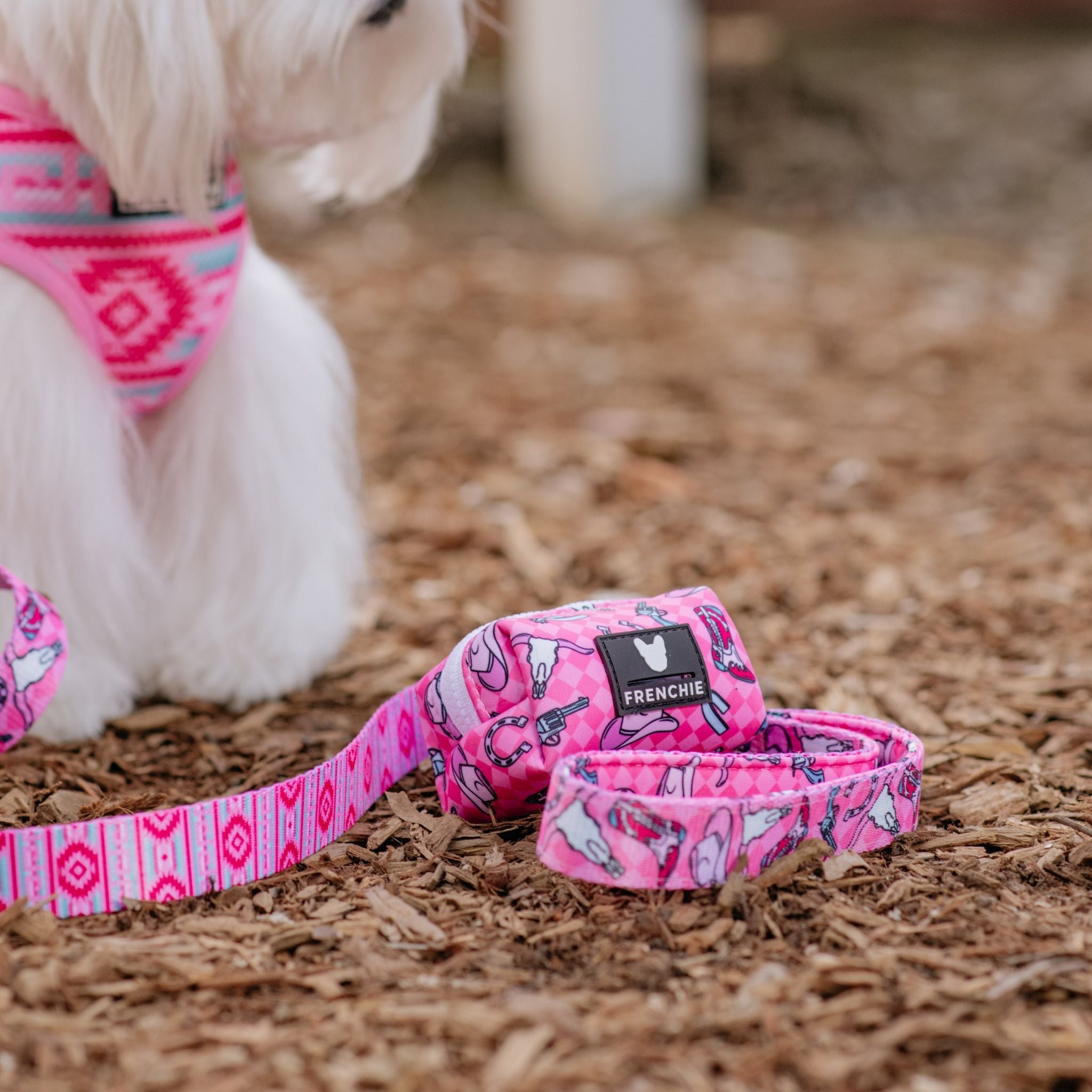 Frenchie Poo Bag Holder - Wild West (Pink)