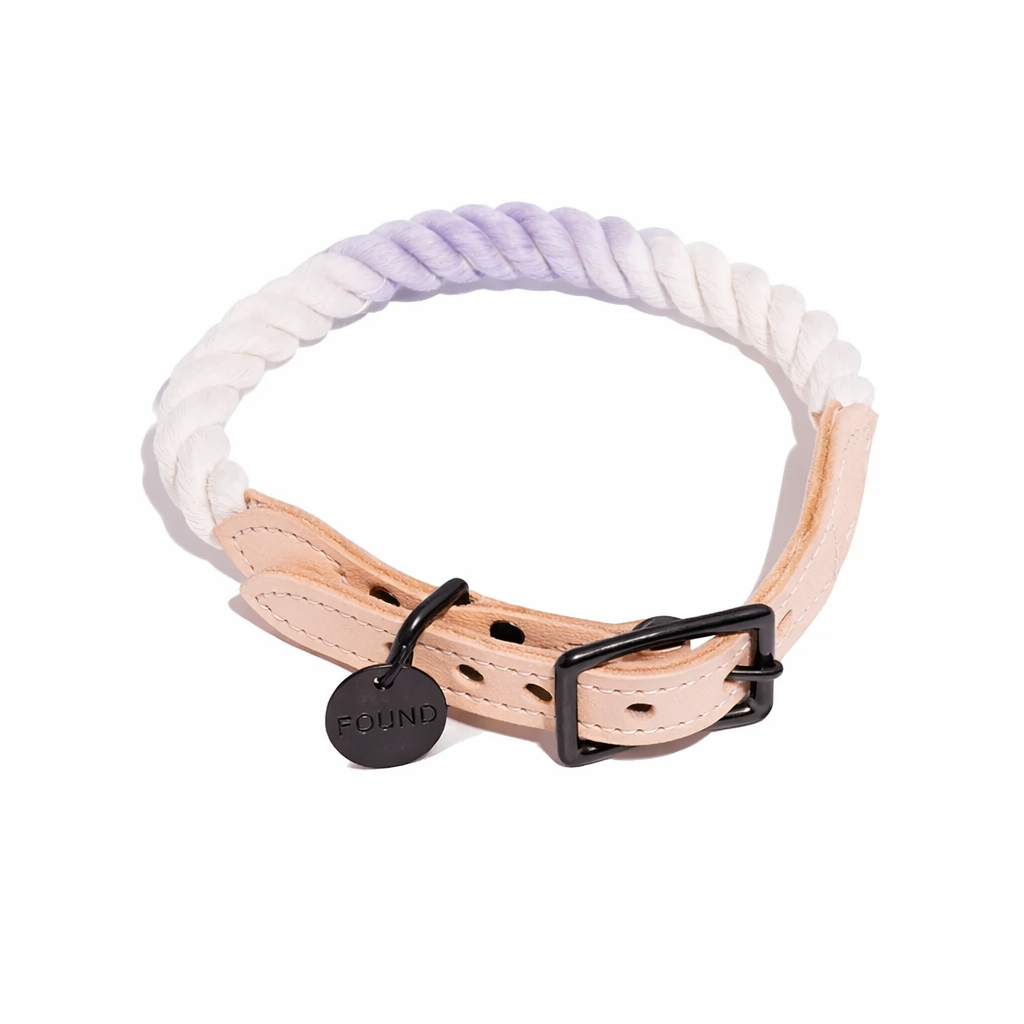 Wisteria Ombre Cotton Rope Cat & Dog Collar – Matte Black Hardware