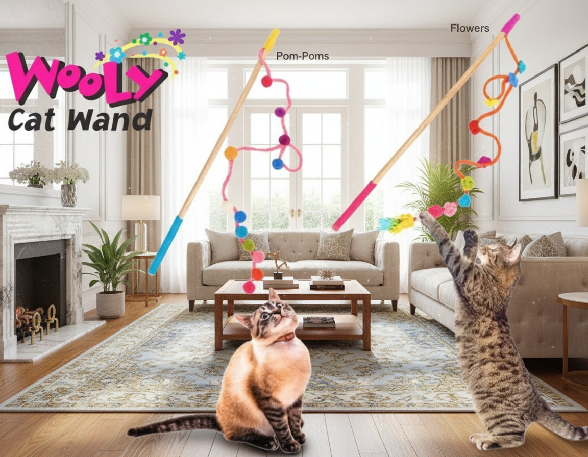 Wooly Cat Wand Cat Toy Flower